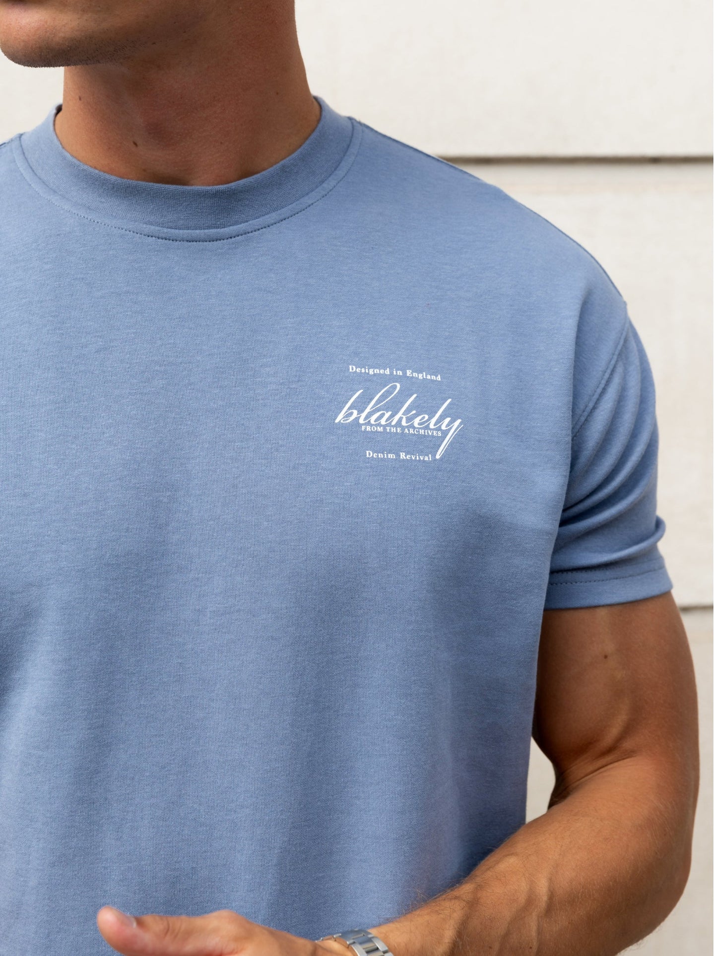 Austin Relaxed Script T-Shirt - Mid Blue