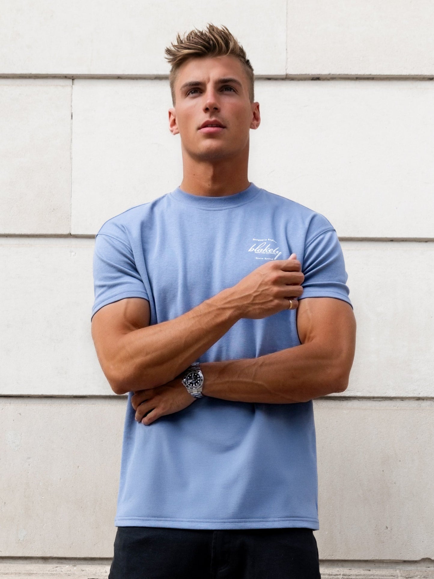 Austin Relaxed Script T-Shirt - Mid Blue