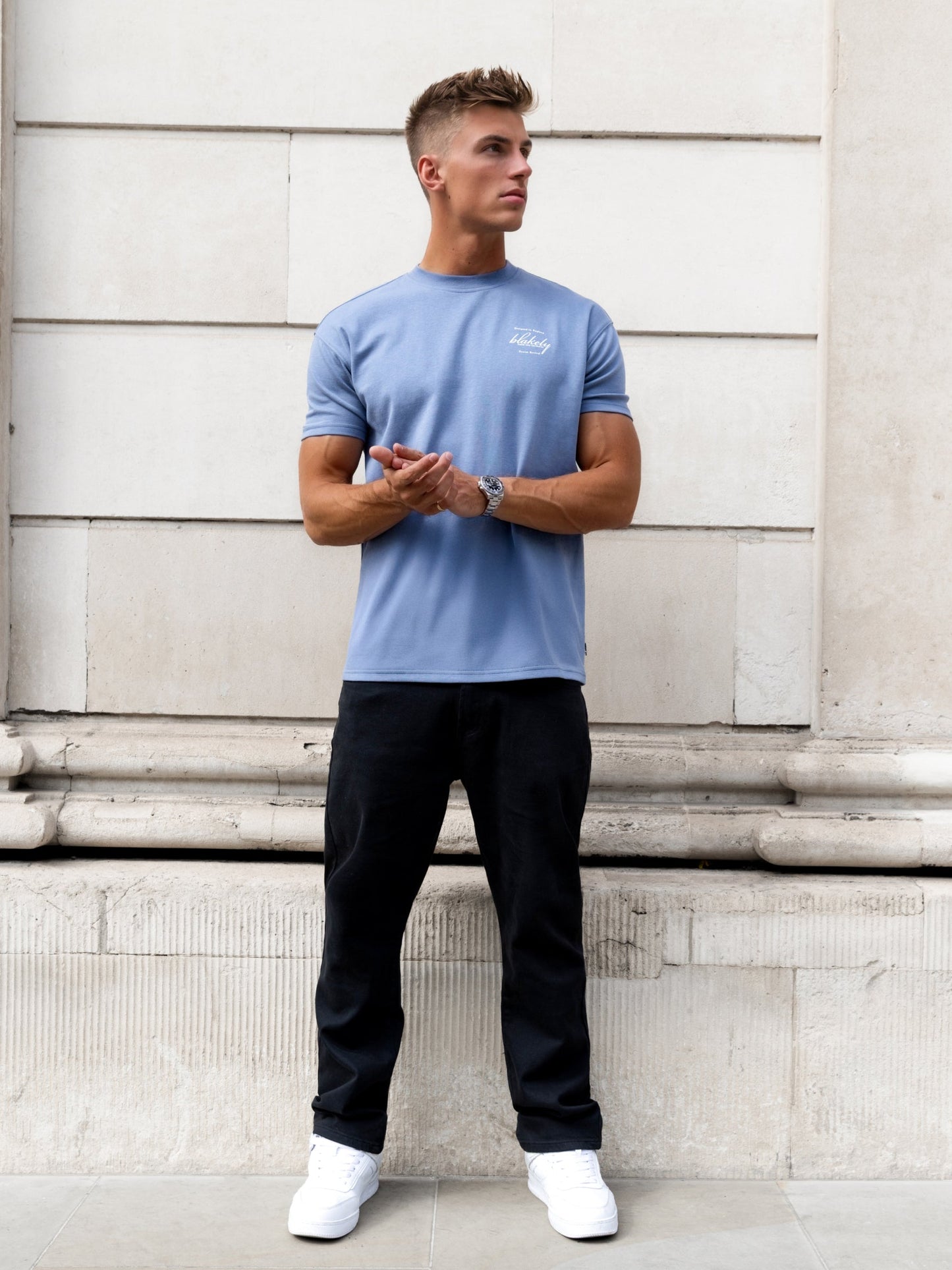 Austin Relaxed Script T-Shirt - Mid Blue