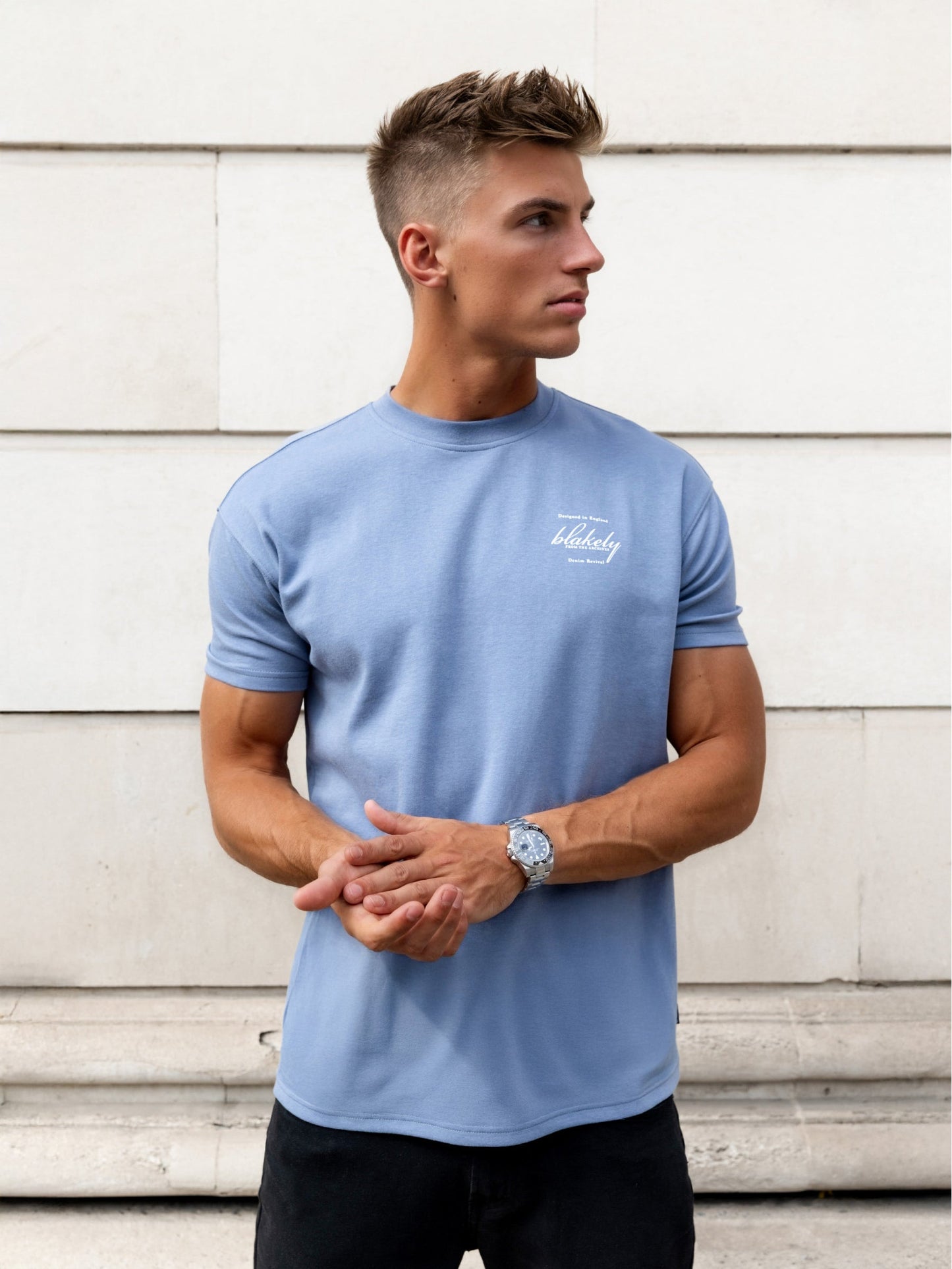 Austin Relaxed Script T-Shirt - Mid Blue