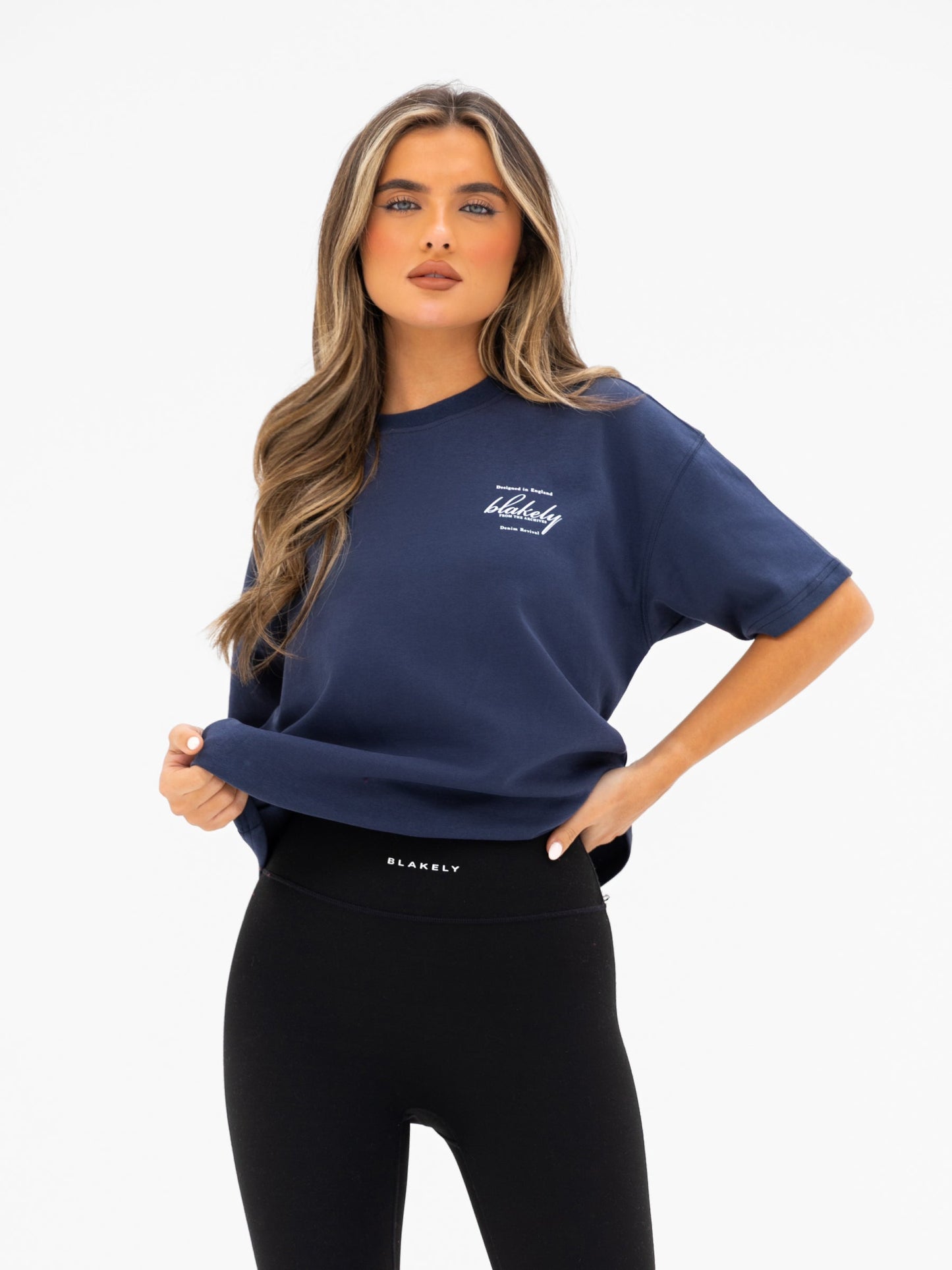 Georgia Oversized Script T-Shirt - True Navy