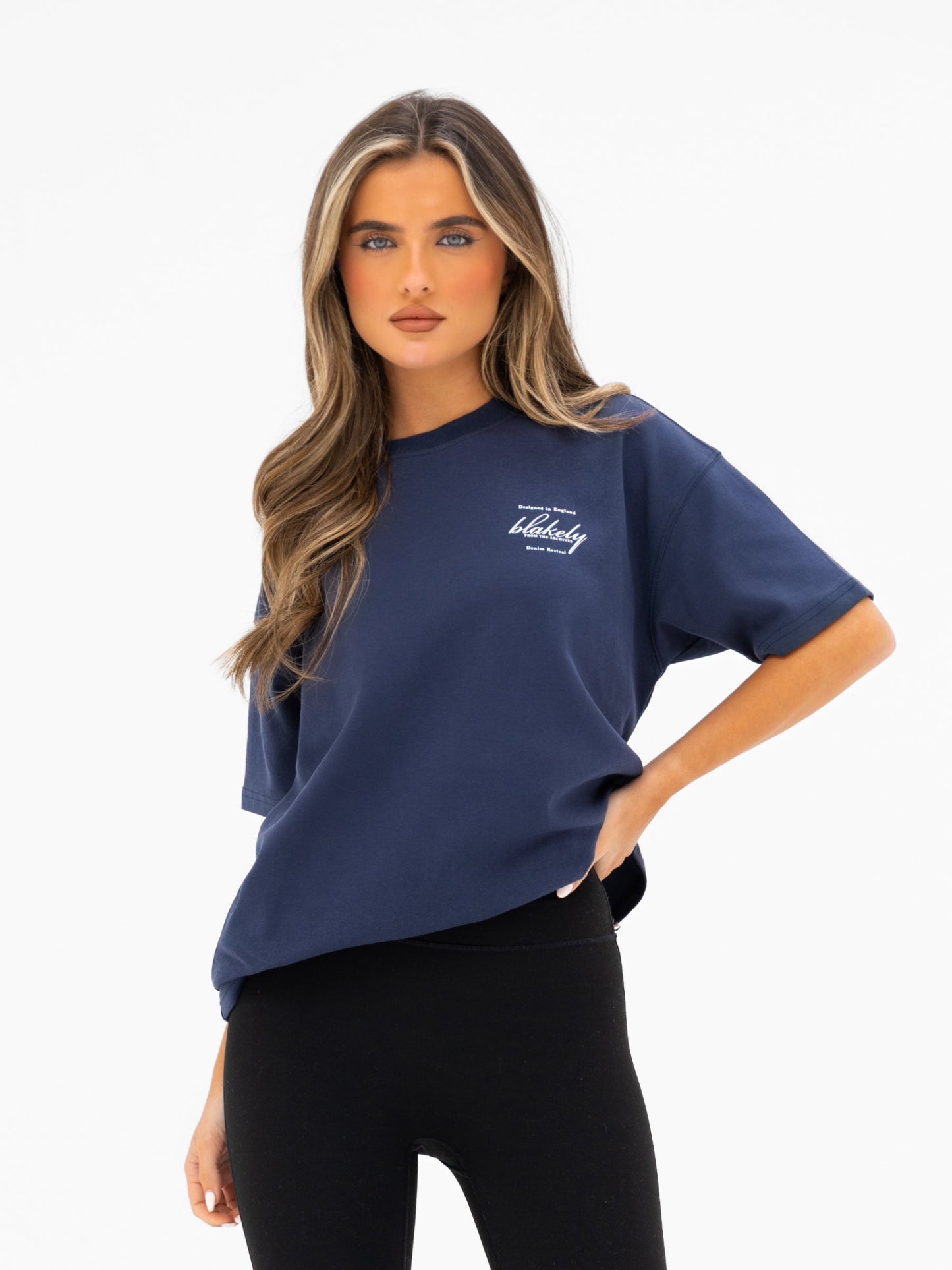 Georgia Oversized Script T-Shirt - True Navy