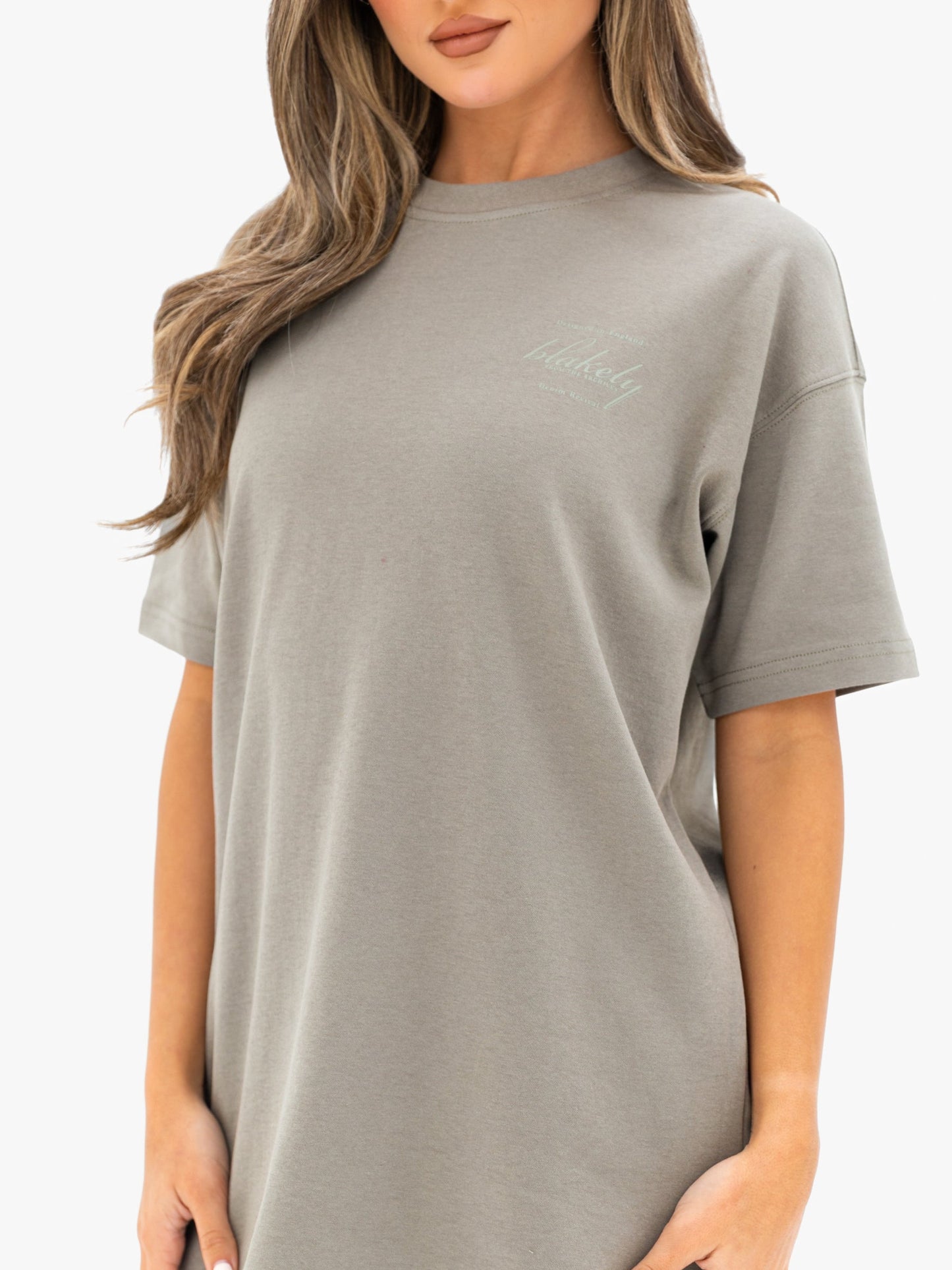 Georgia Oversized Script T-Shirt - Safari Green
