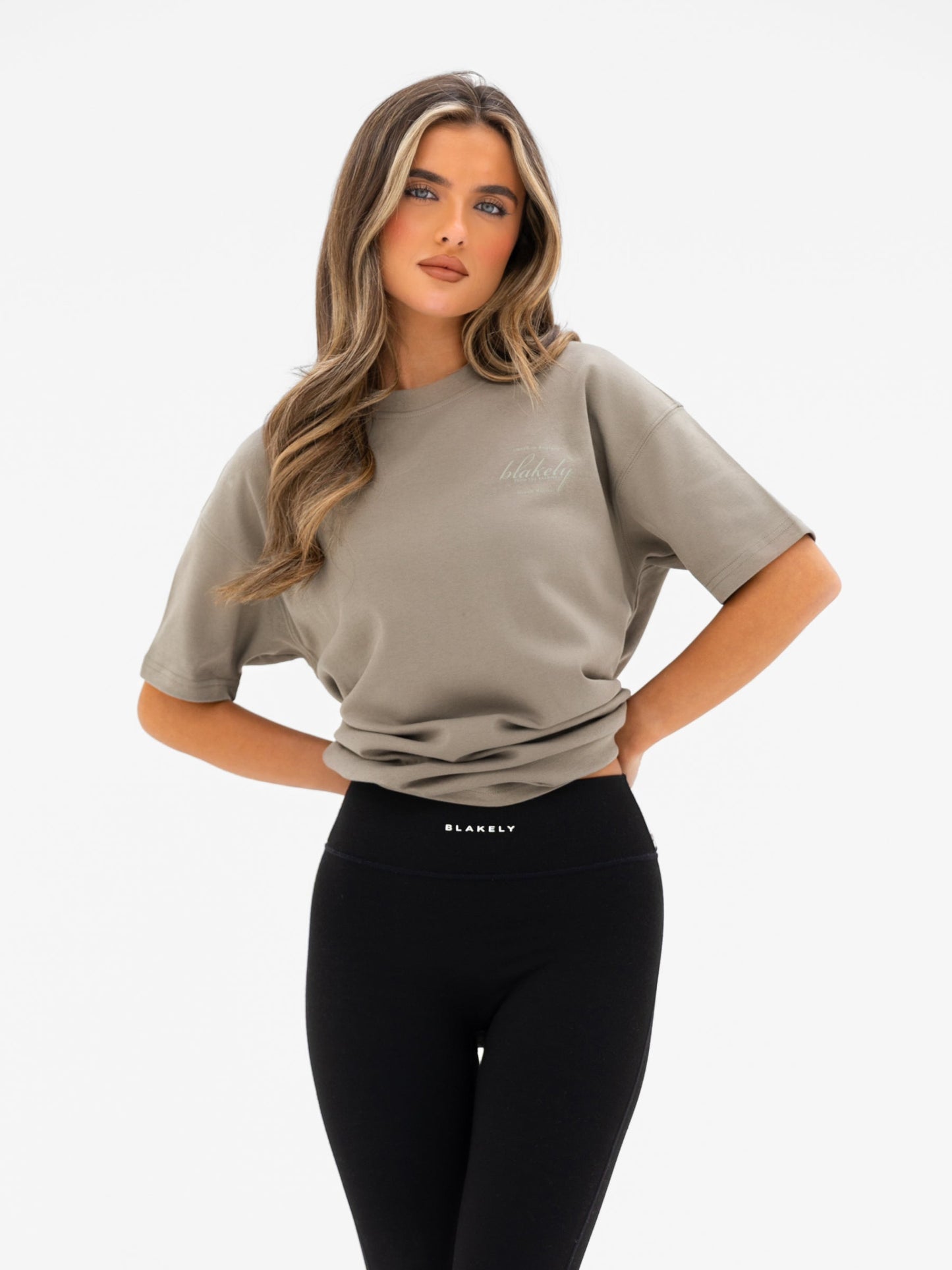 Georgia Oversized Script T-Shirt - Safari Green