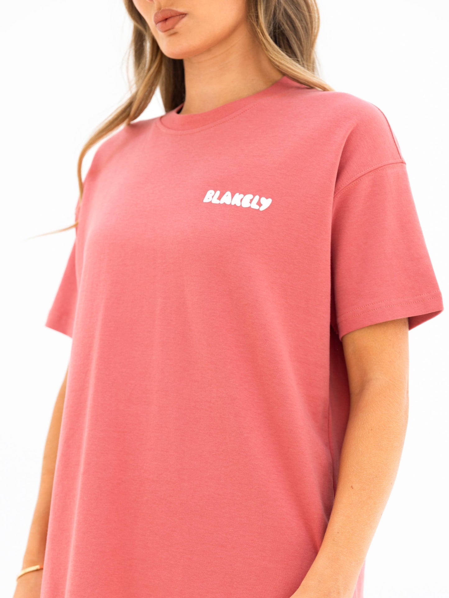 Cloud Print Oversized T-Shirt - Sunrise Coral