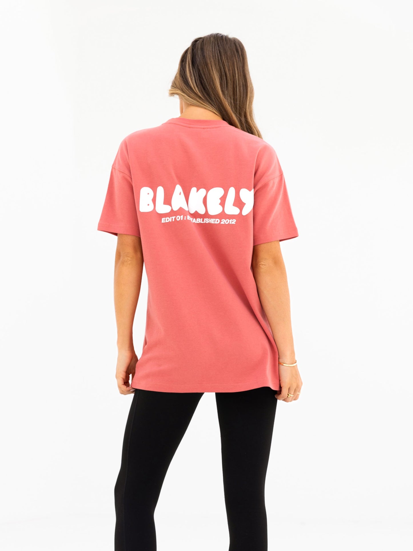 Cloud Print Oversized T-Shirt - Sunrise Coral