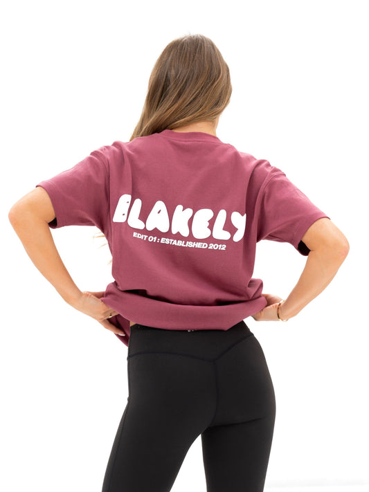 Cloud Print Oversized T-Shirt - Dark Pink