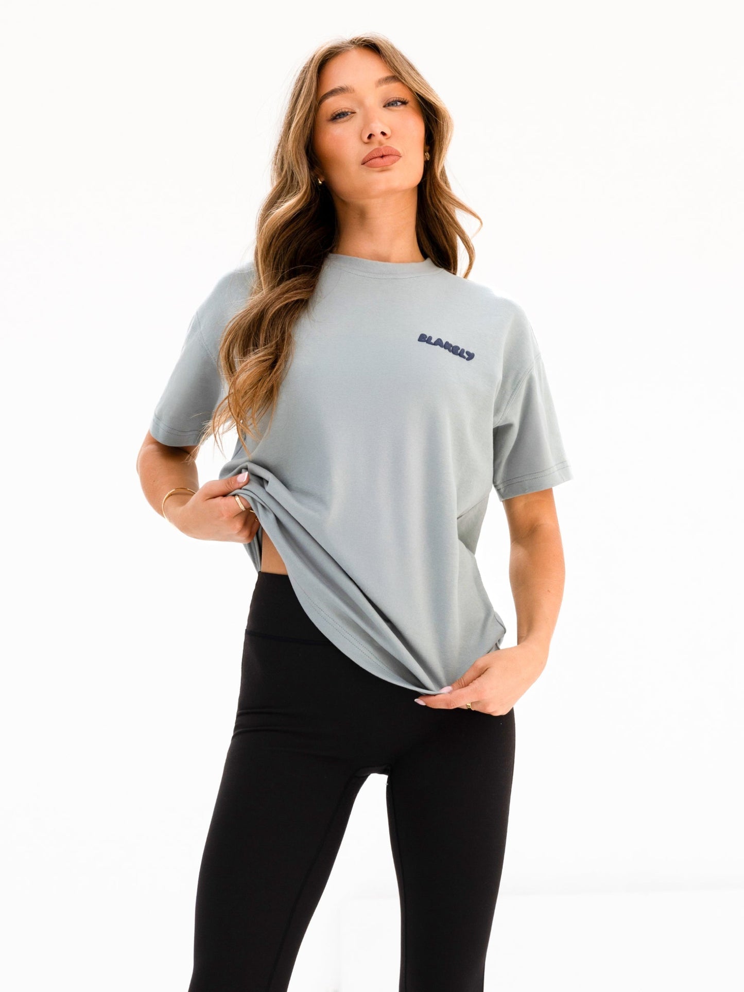 Cloud Print Oversized T-Shirt - Mineral Blue