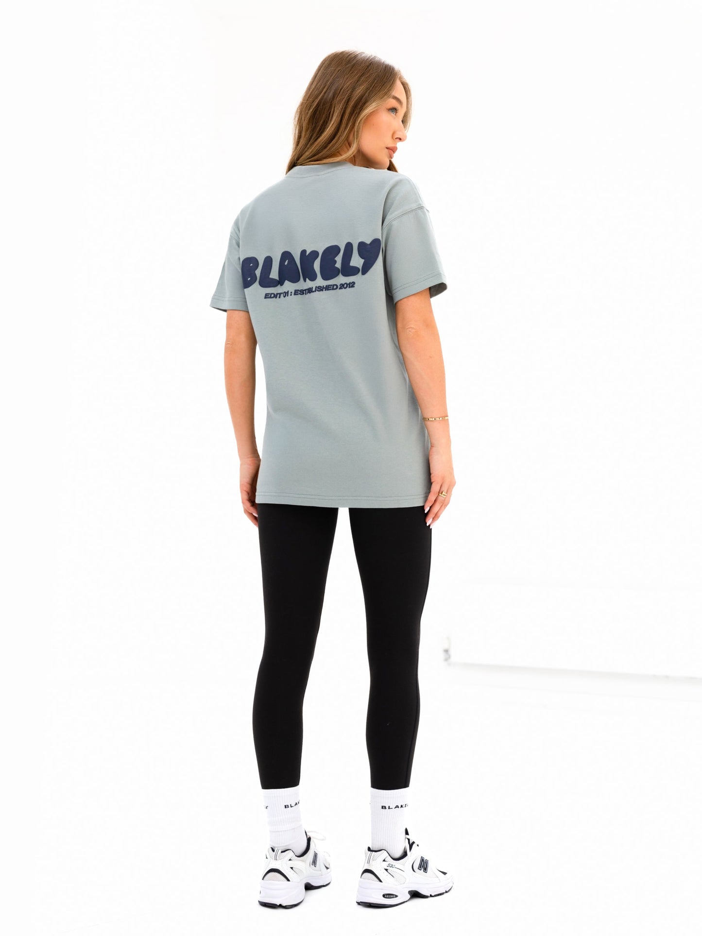 Cloud Print Oversized T-Shirt - Mineral Blue