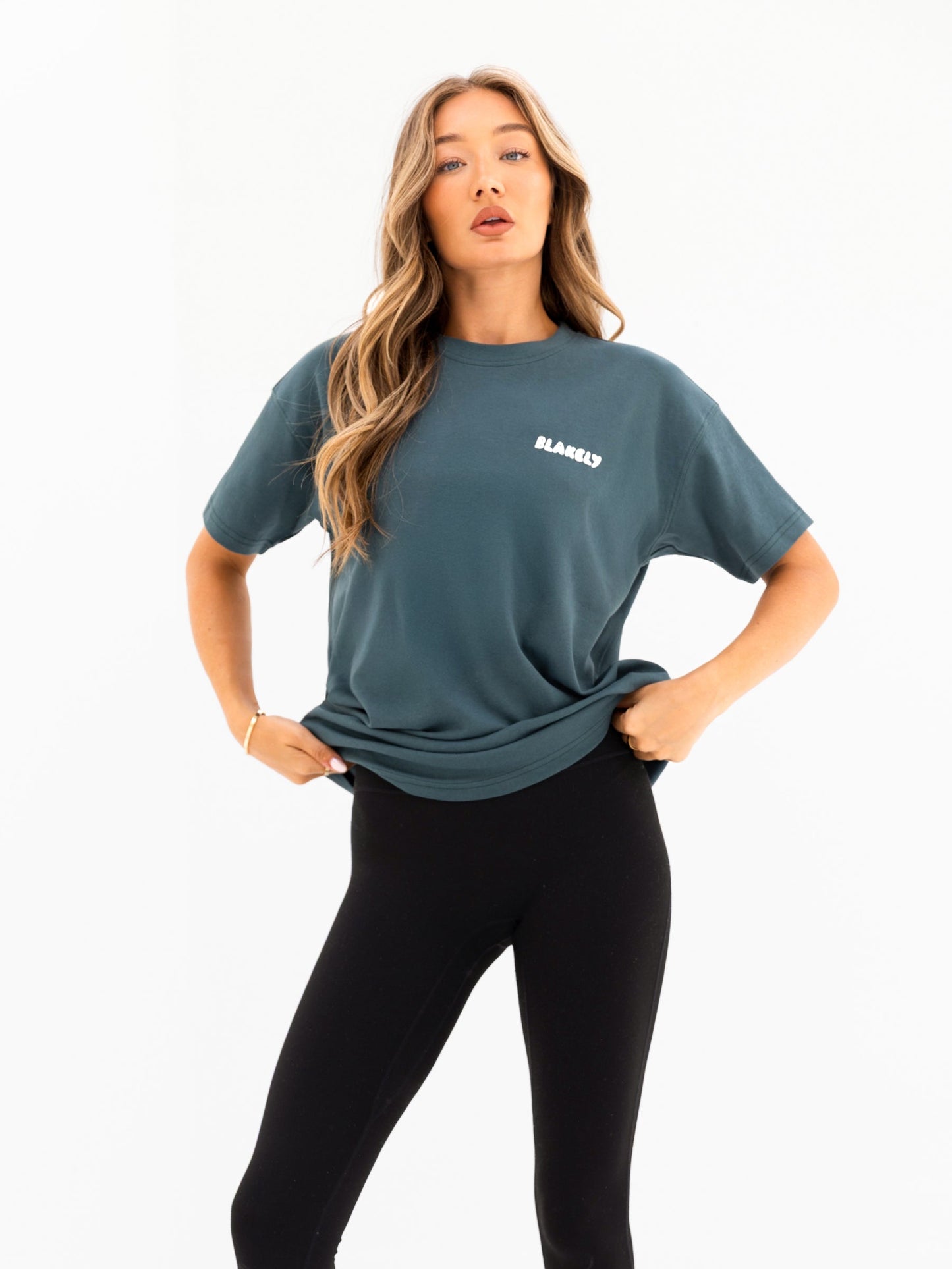 Cloud Print Oversized T-Shirt - Teal Green