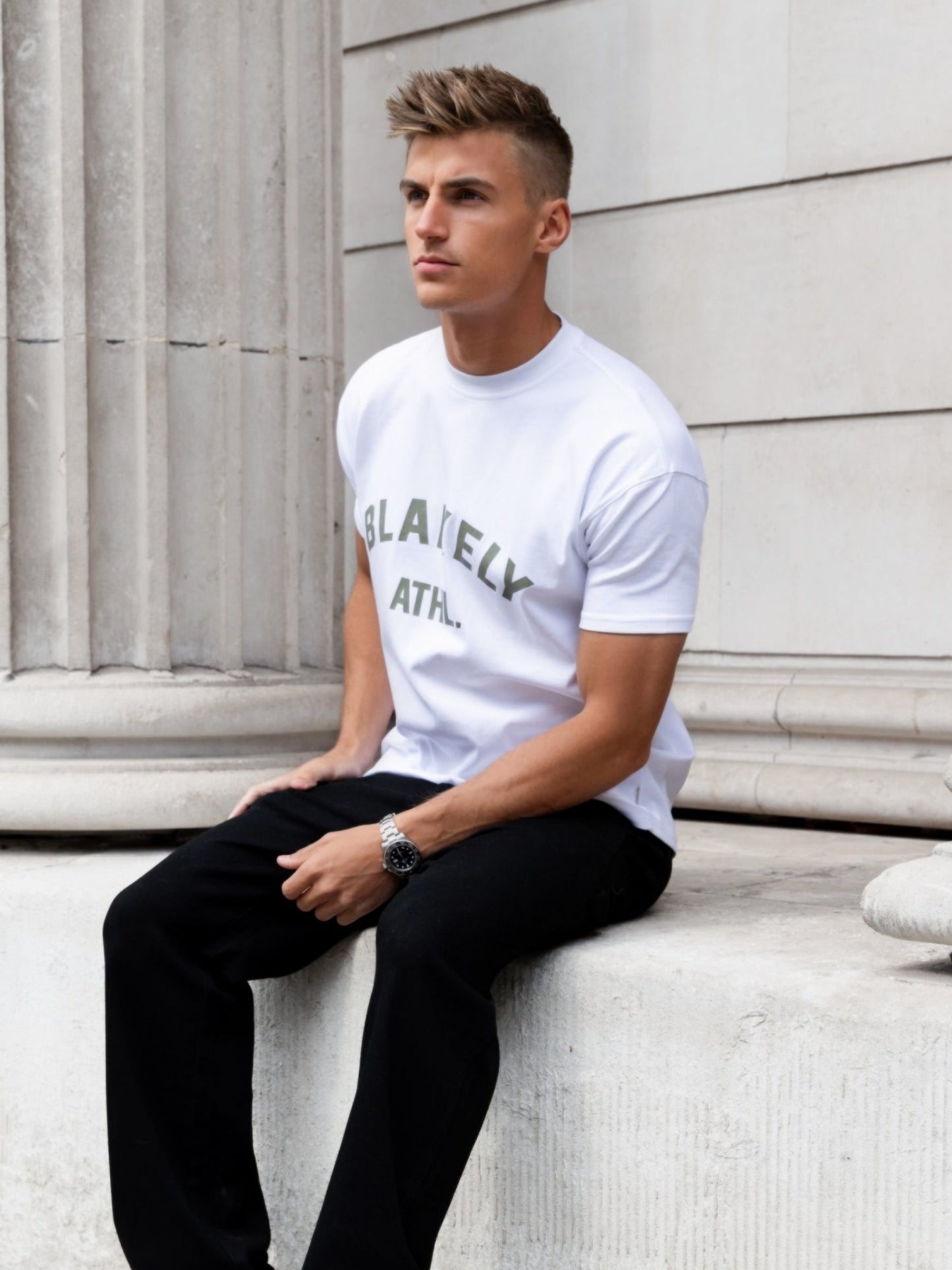 Zion Relaxed T-Shirt - White & Safari Green