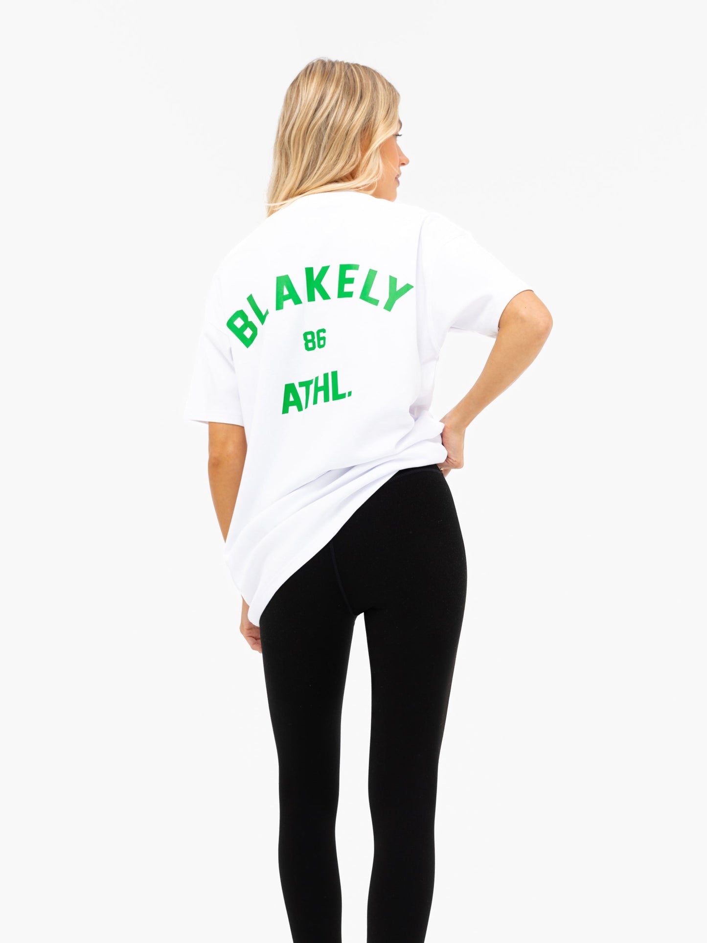 Hallie Oversized T-Shirt - White & Bold Green