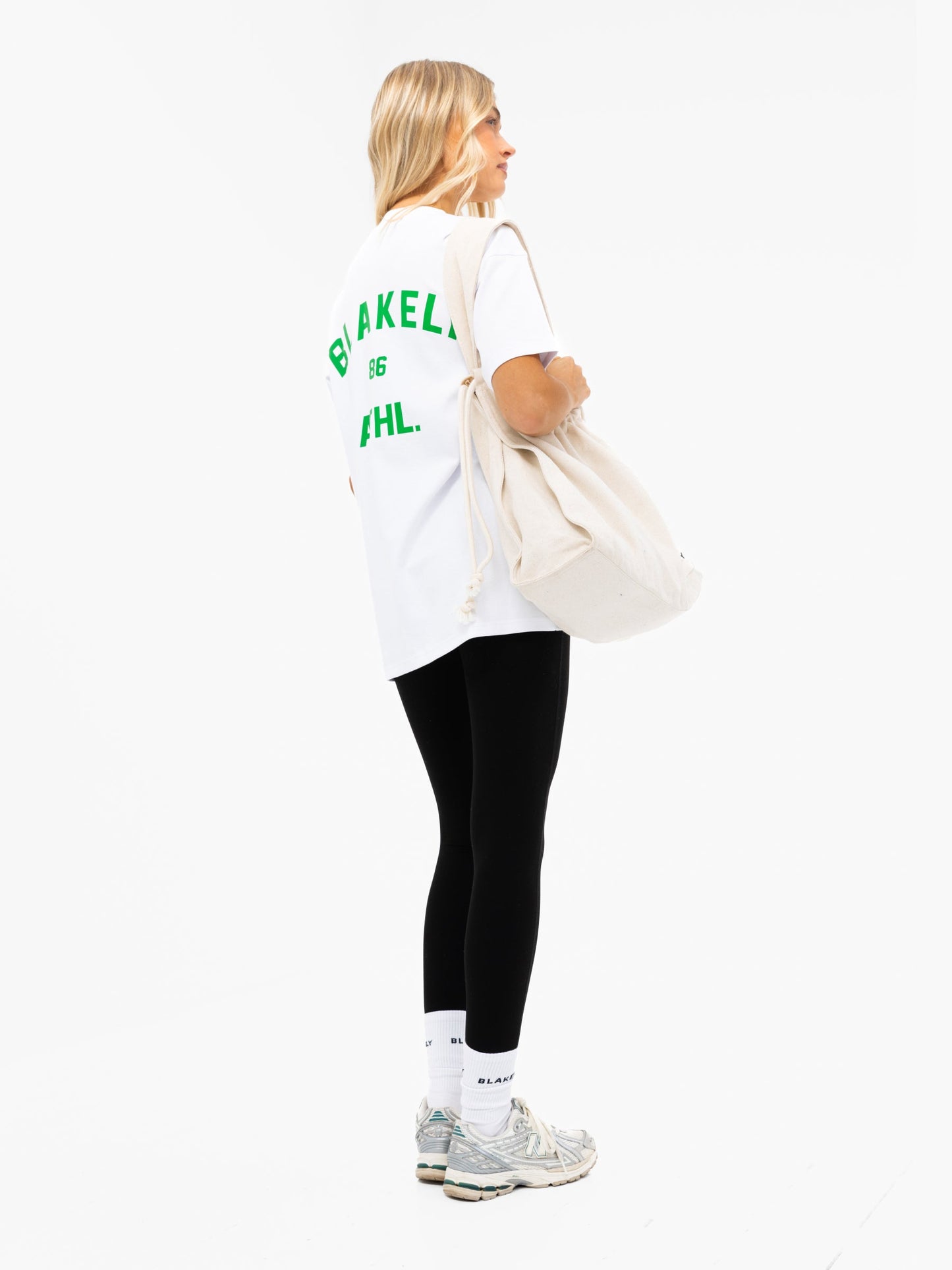 Hallie Oversized T-Shirt - White & Bold Green