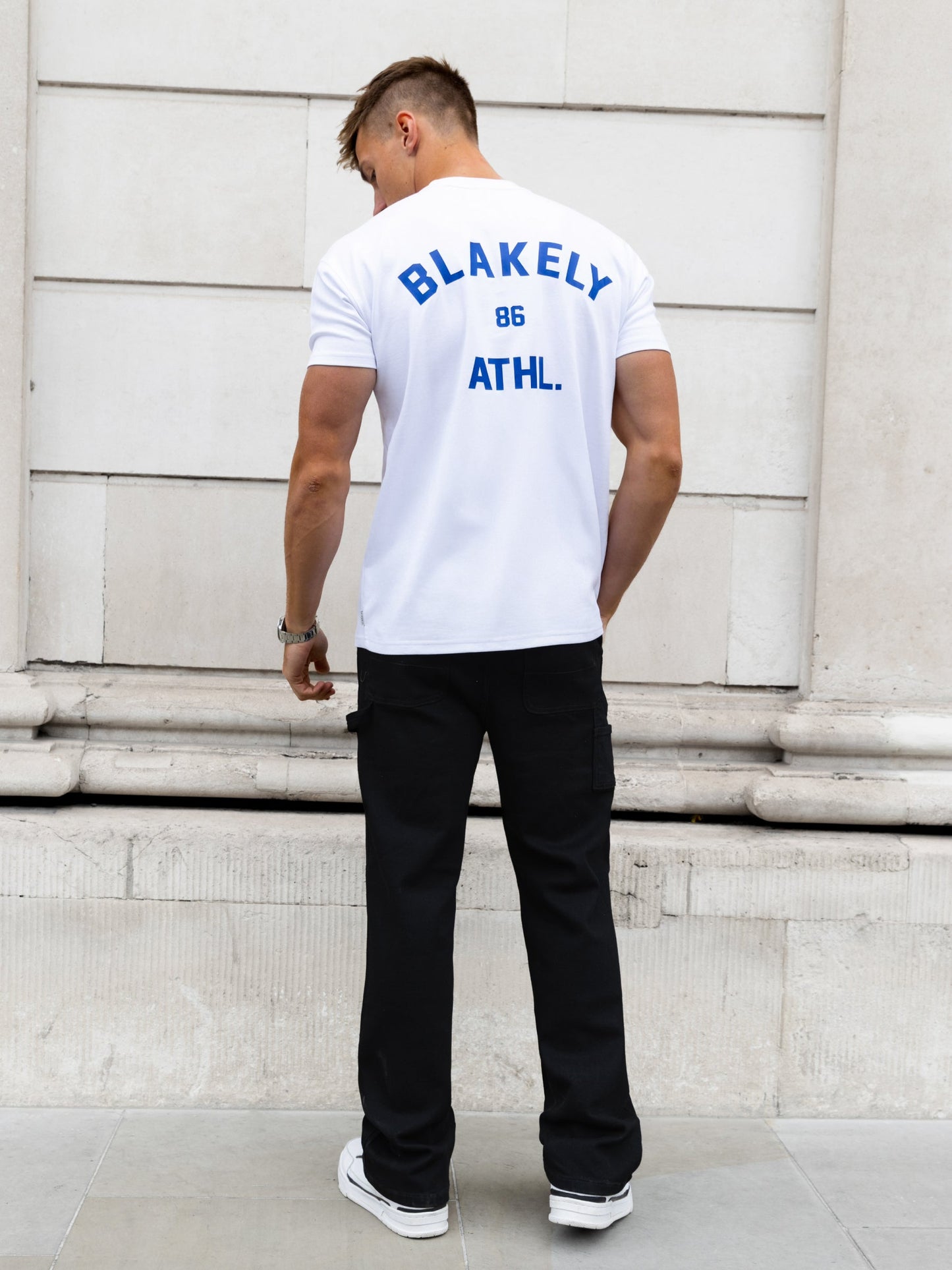 Niko Relaxed T-Shirt - White & Cobalt Blue