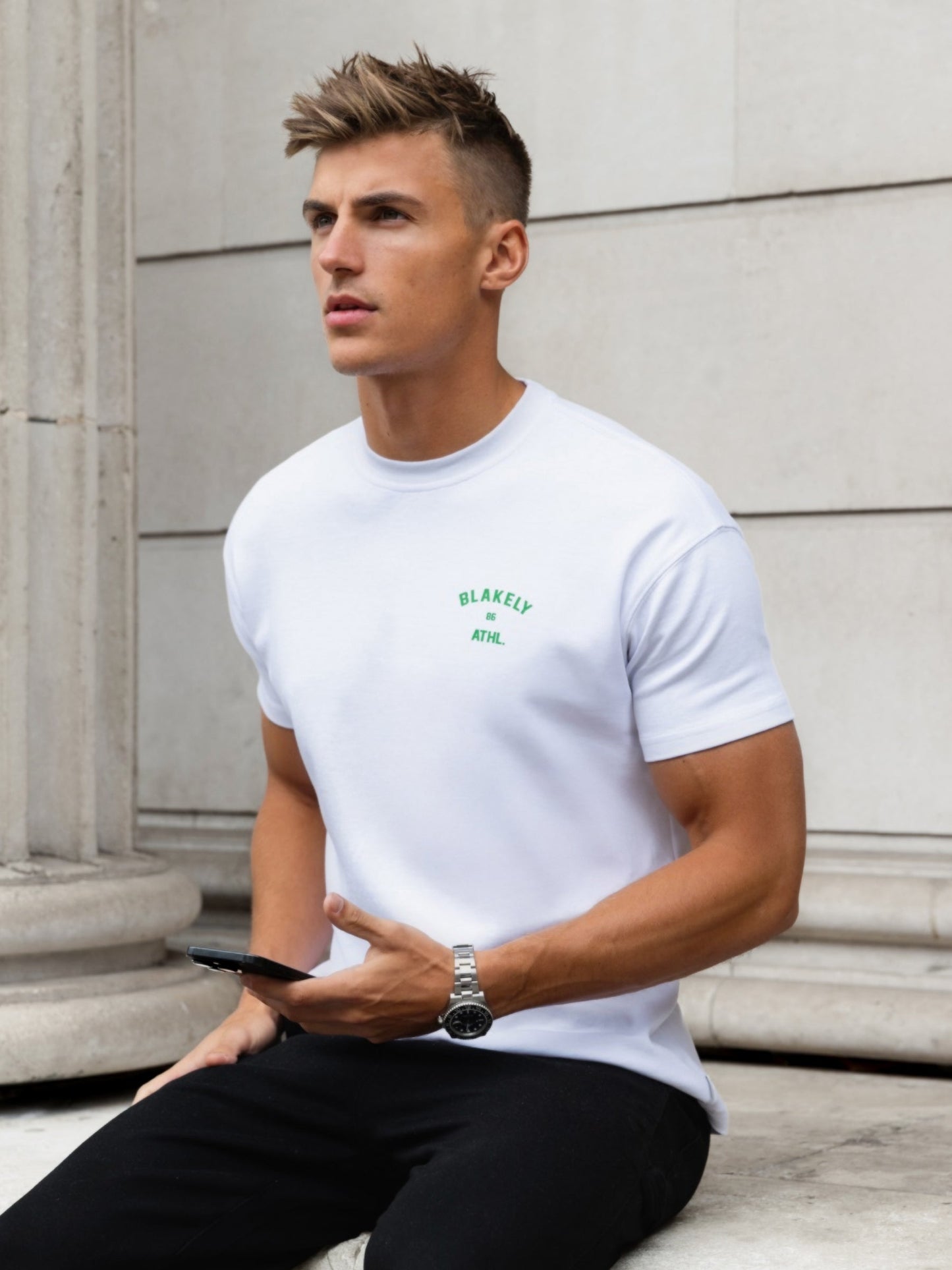 Niko Relaxed T-Shirt - White & Bold Green