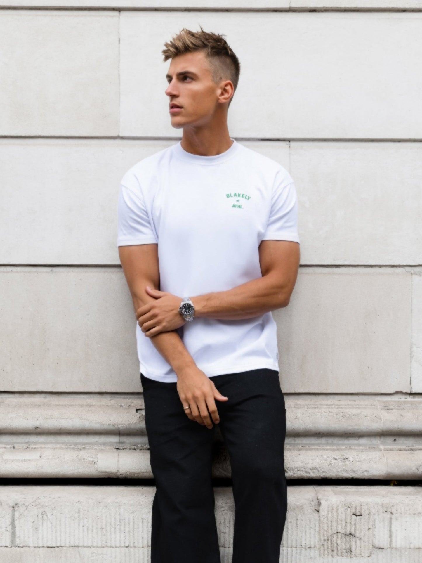Niko Relaxed T-Shirt - White & Bold Green
