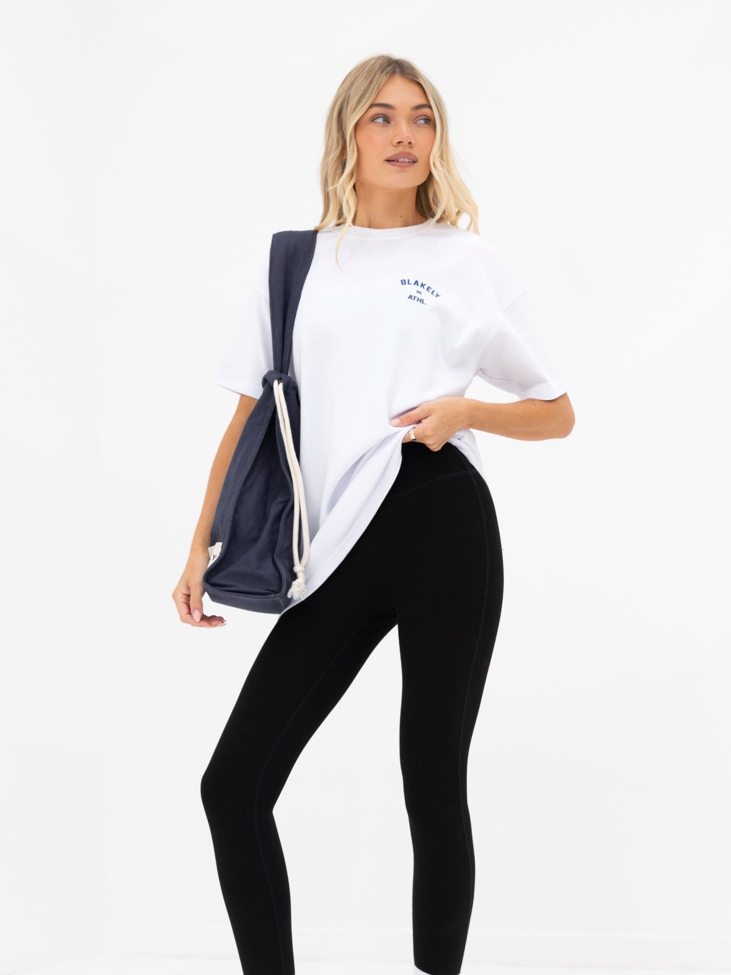 Hallie Oversized T-Shirt - White & Cobalt Blue