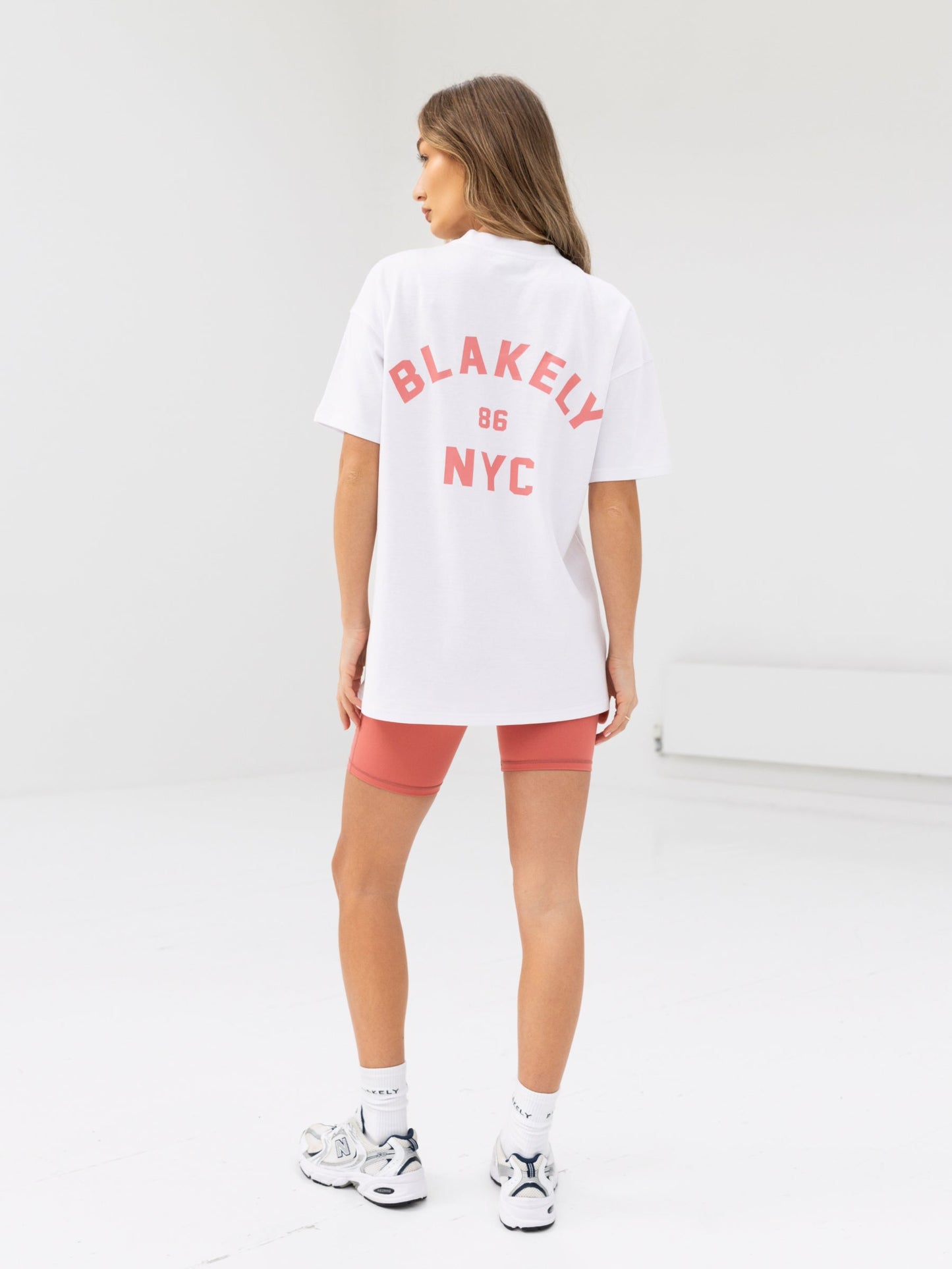 NYC Oversized T-Shirt - White & Sunrise Coral