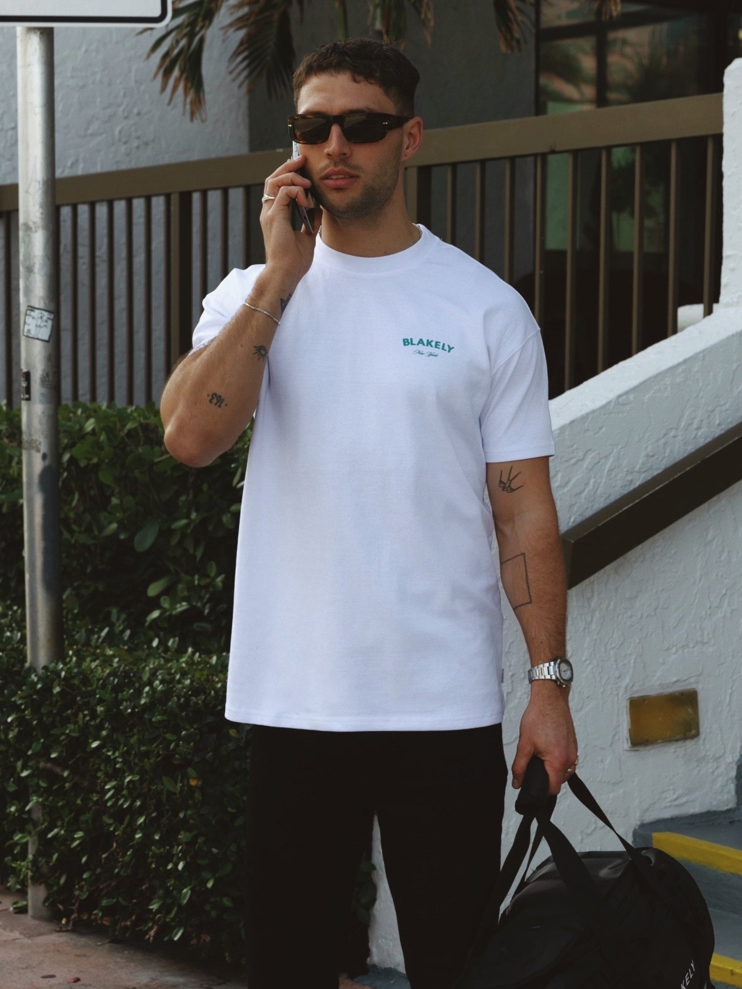 Crest Relaxed T-Shirt - White & Aqua
