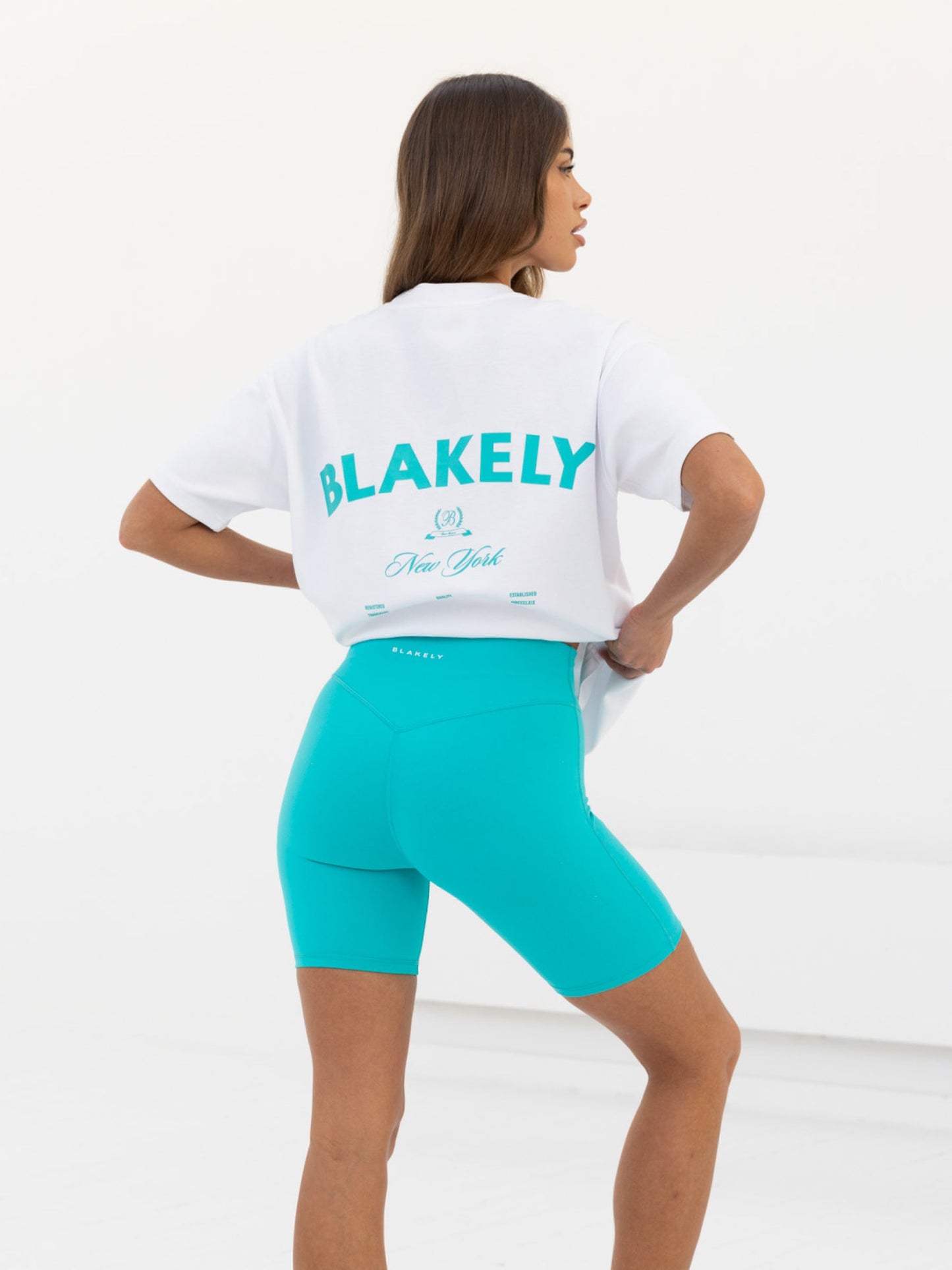 Crest Oversized T-Shirt - White & Aqua