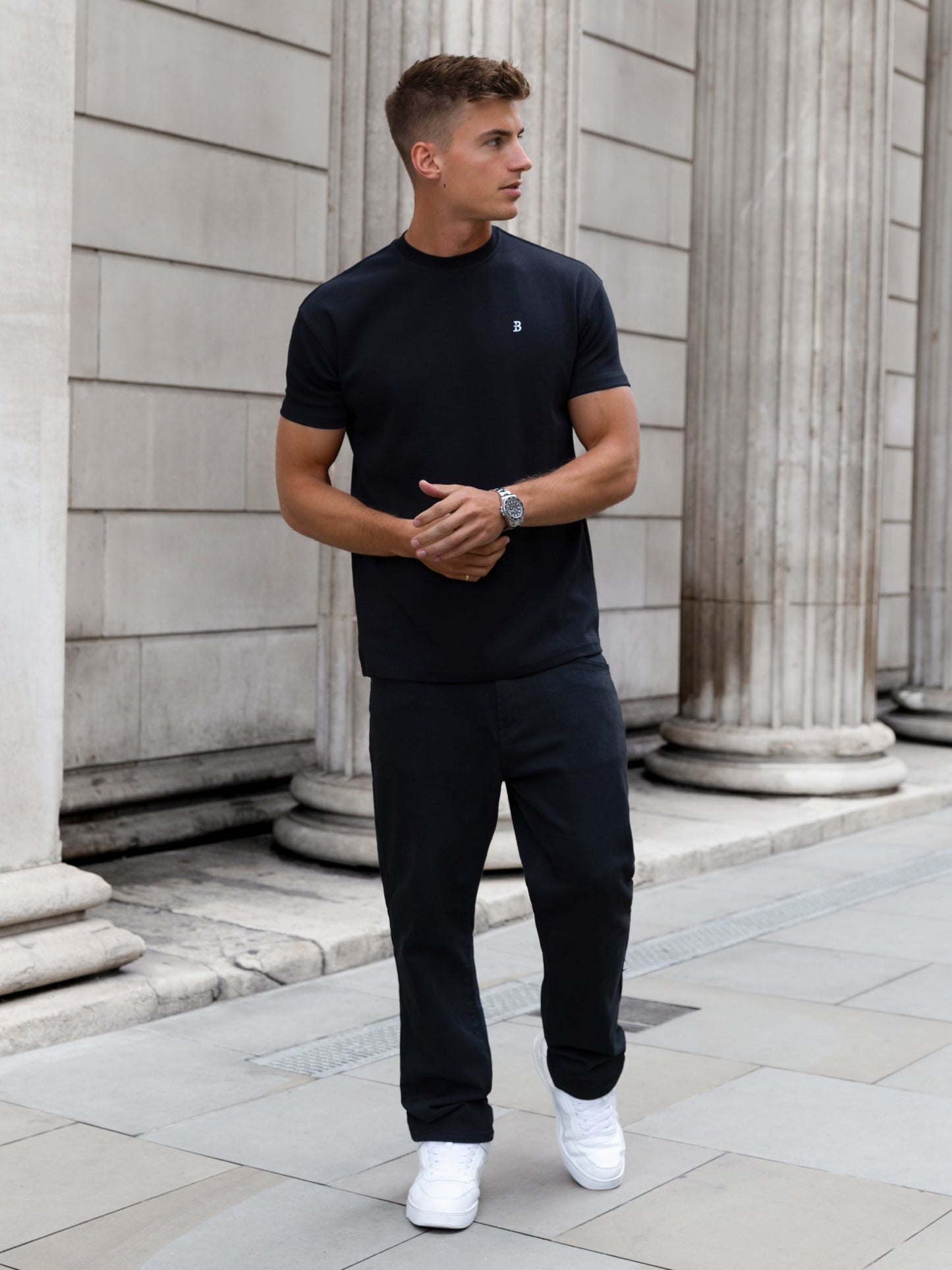 Conrad Relaxed Anchor T-Shirt - Black