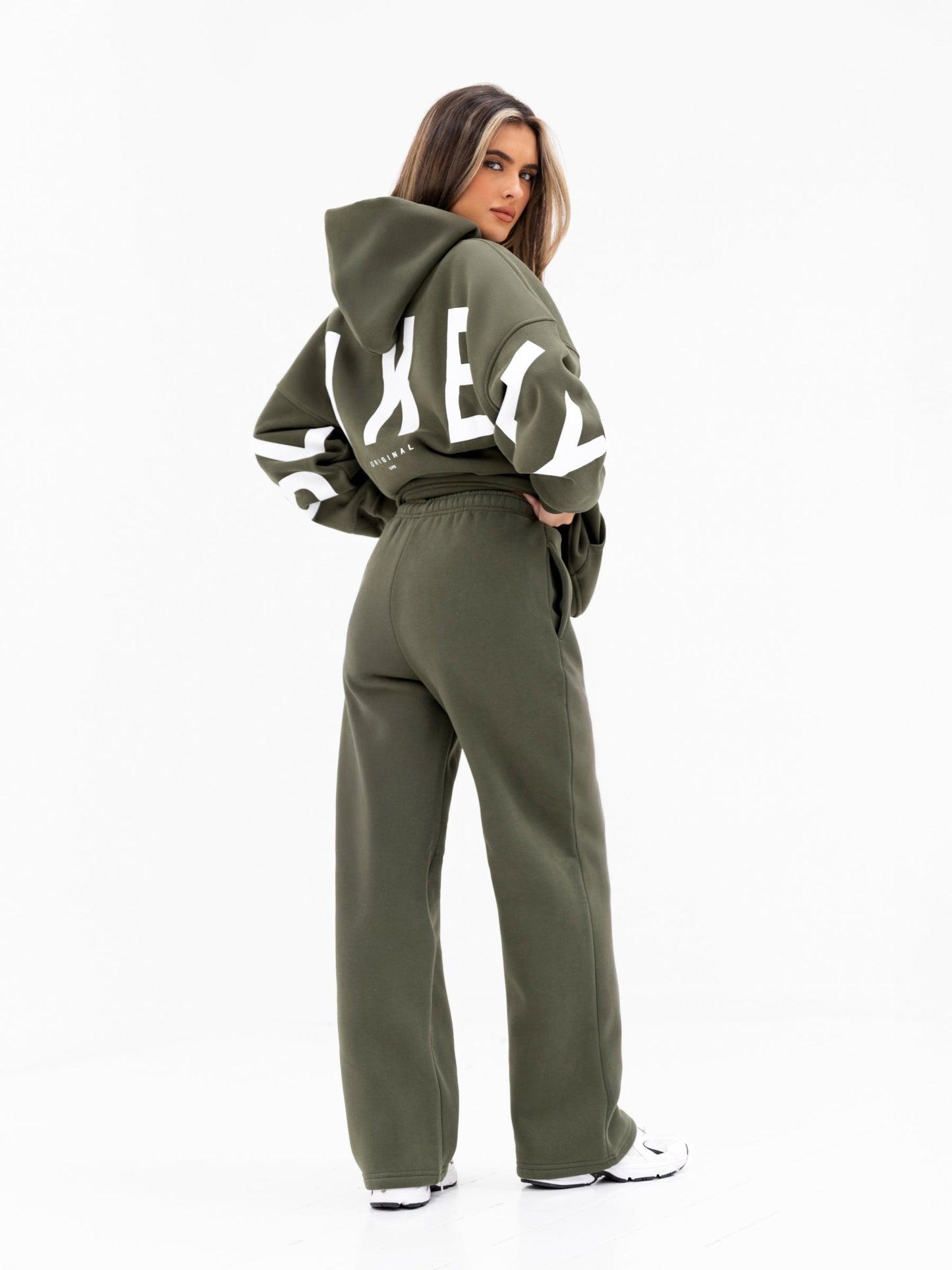 Isabel Wide Leg Sweatpants - Khaki Green