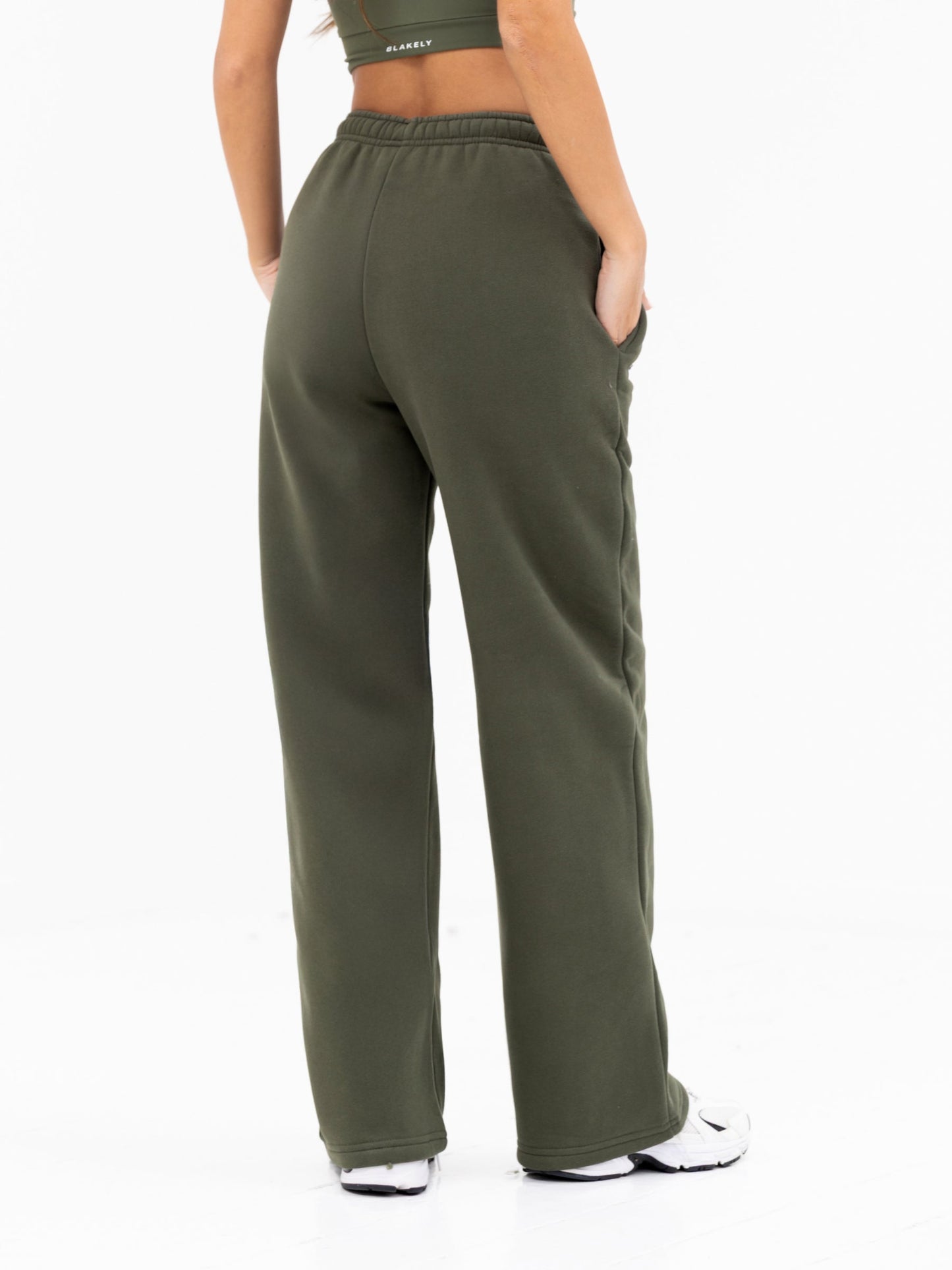 Isabel Wide Leg Sweatpants - Khaki Green