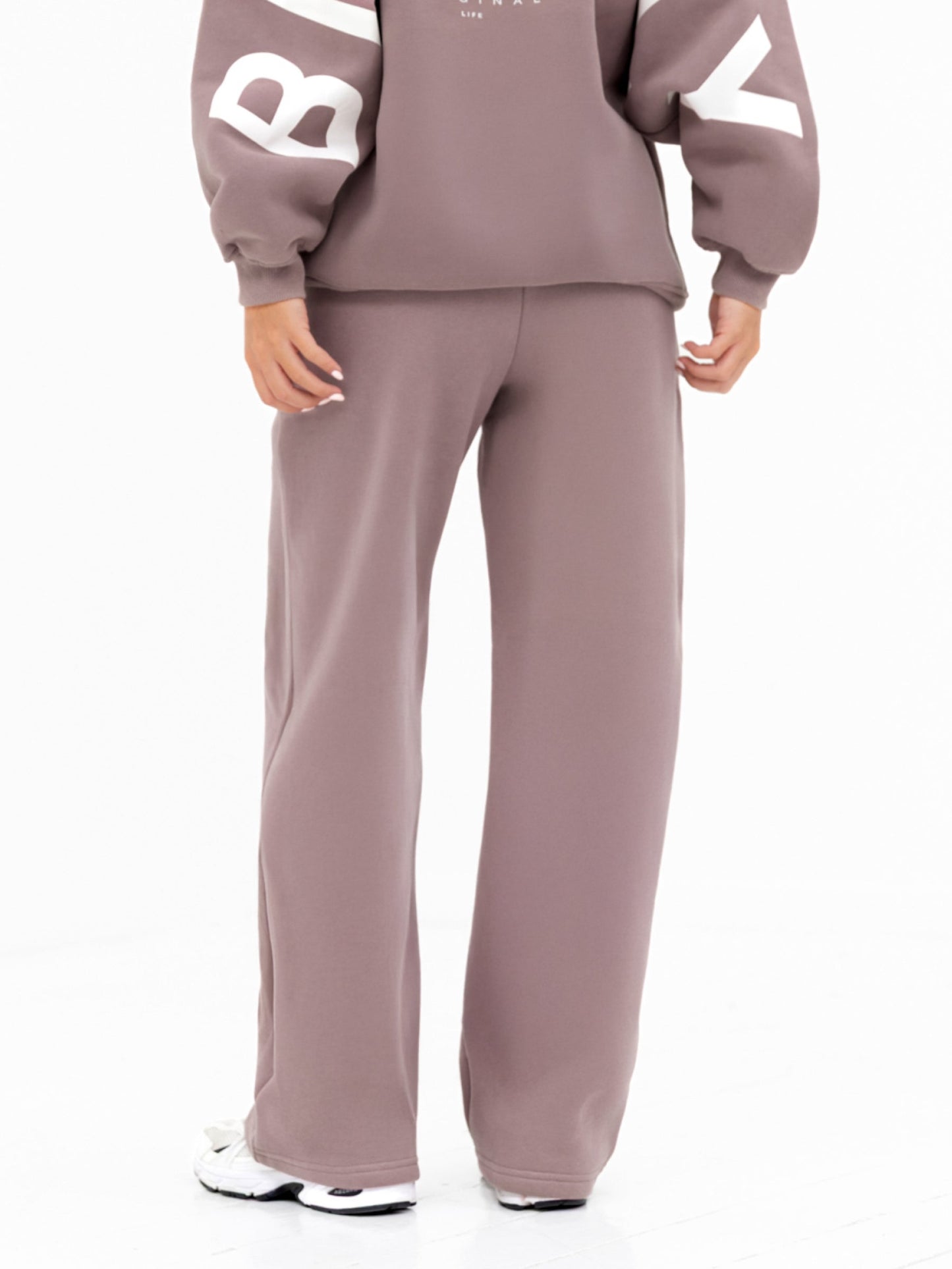 Isabel Wide Leg Sweatpants - Pink Taupe