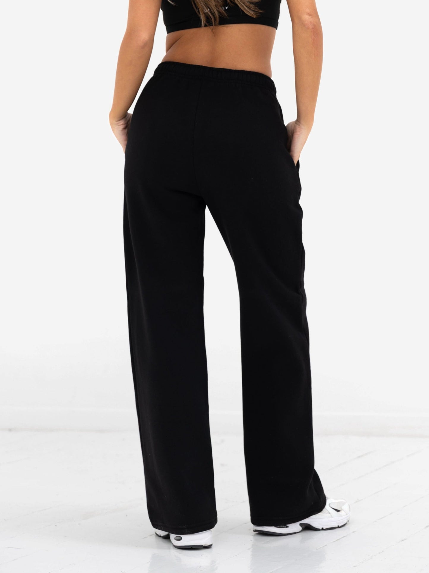 Kayla Wide Leg Sweatpants - Black