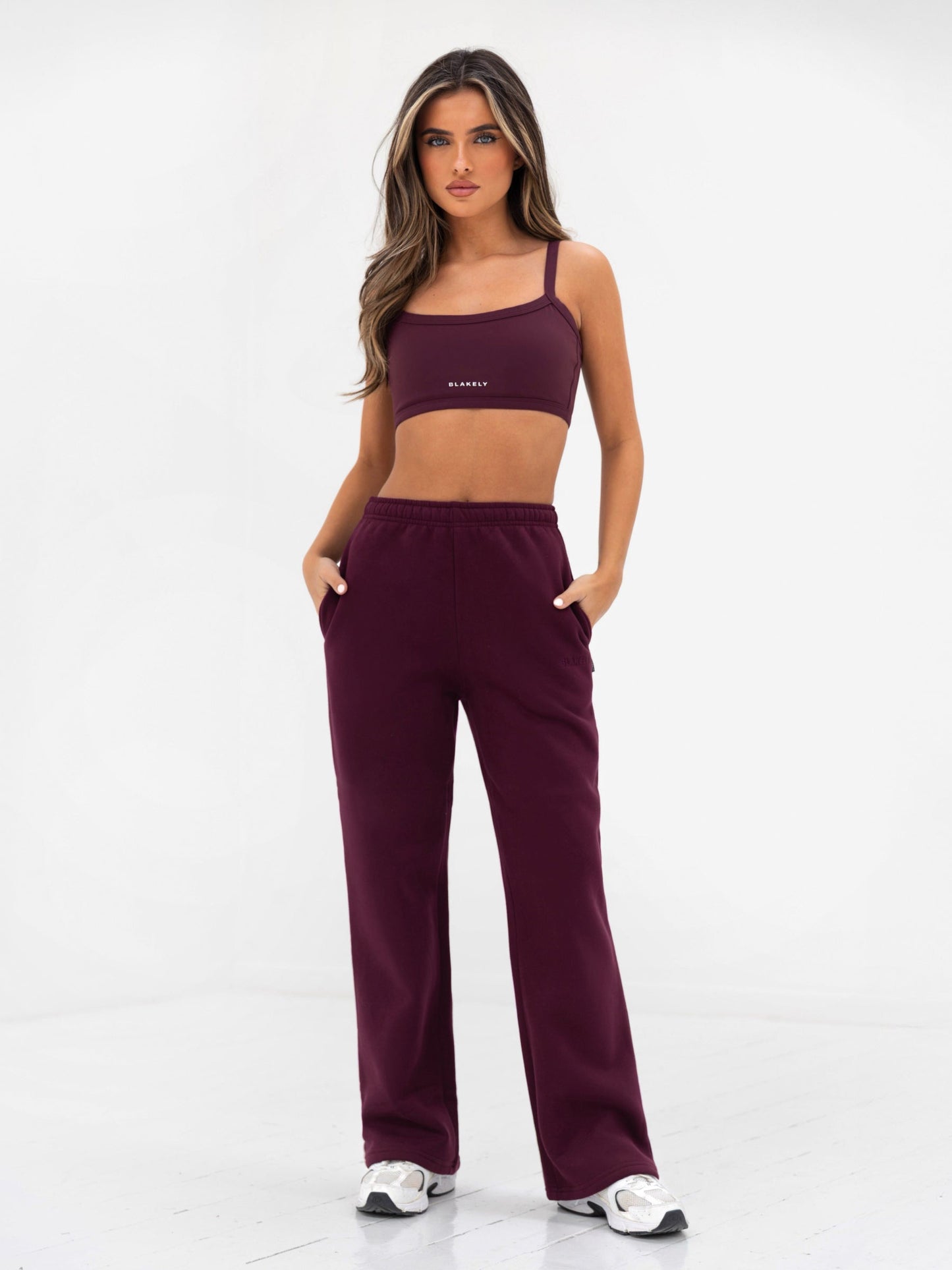 Kayla Wide Leg Sweatpants - Dark Cherry
