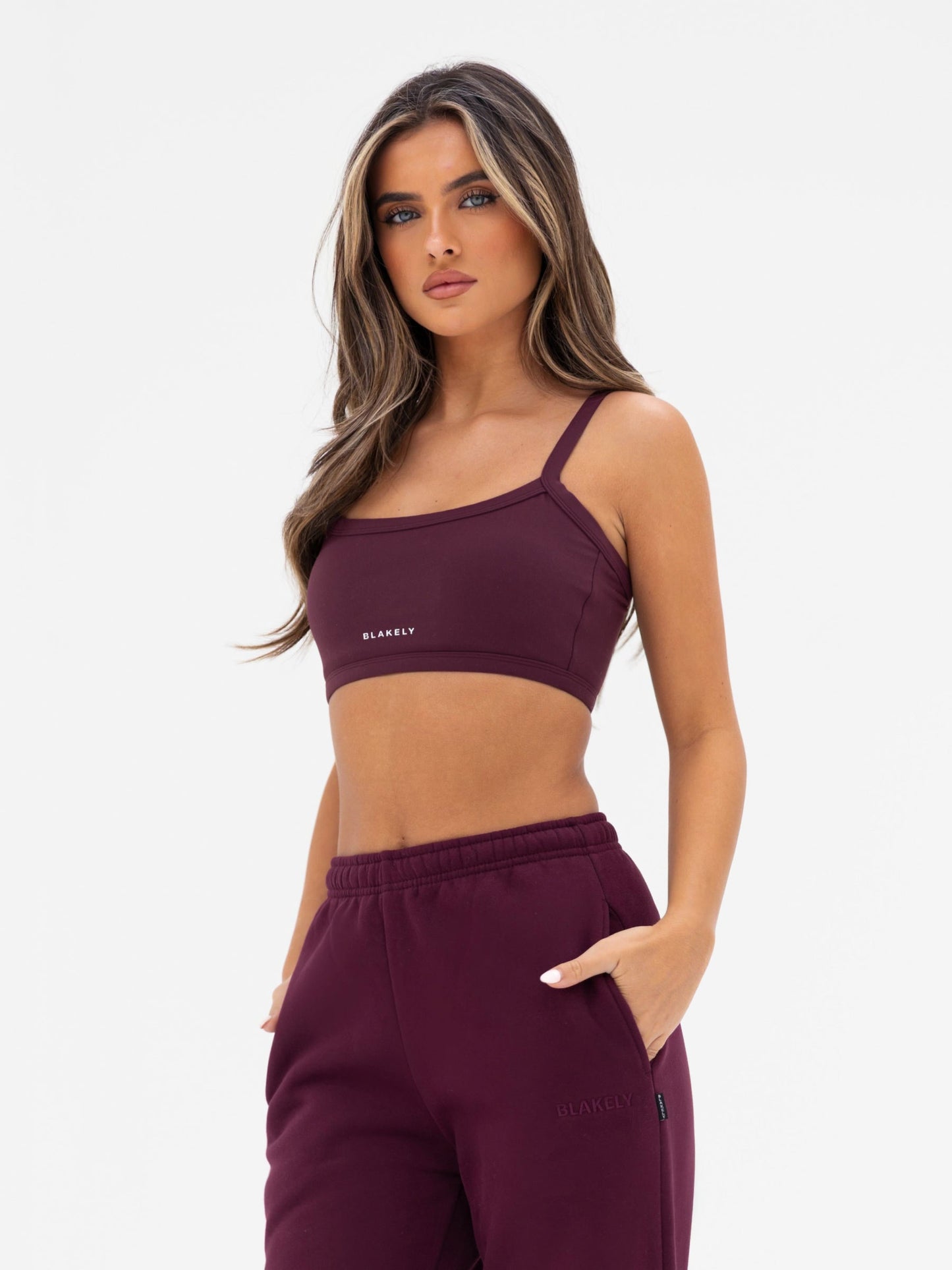 Kayla Wide Leg Sweatpants - Dark Cherry