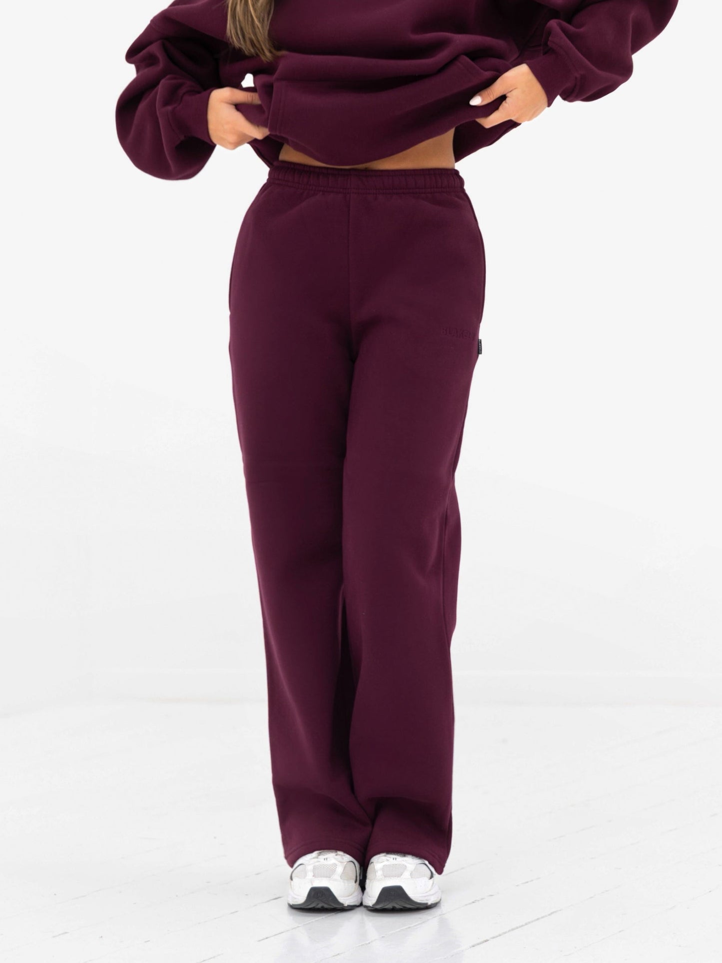 Kayla Wide Leg Sweatpants - Dark Cherry