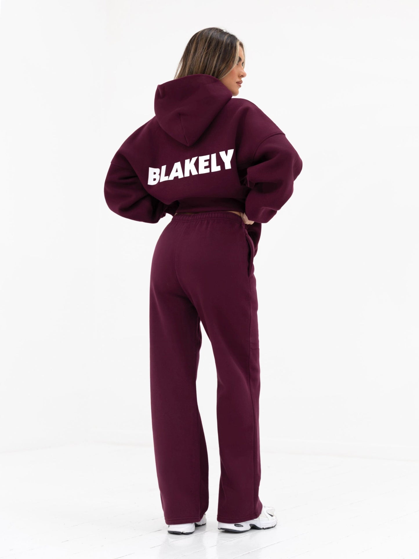 Kayla Wide Leg Sweatpants - Dark Cherry