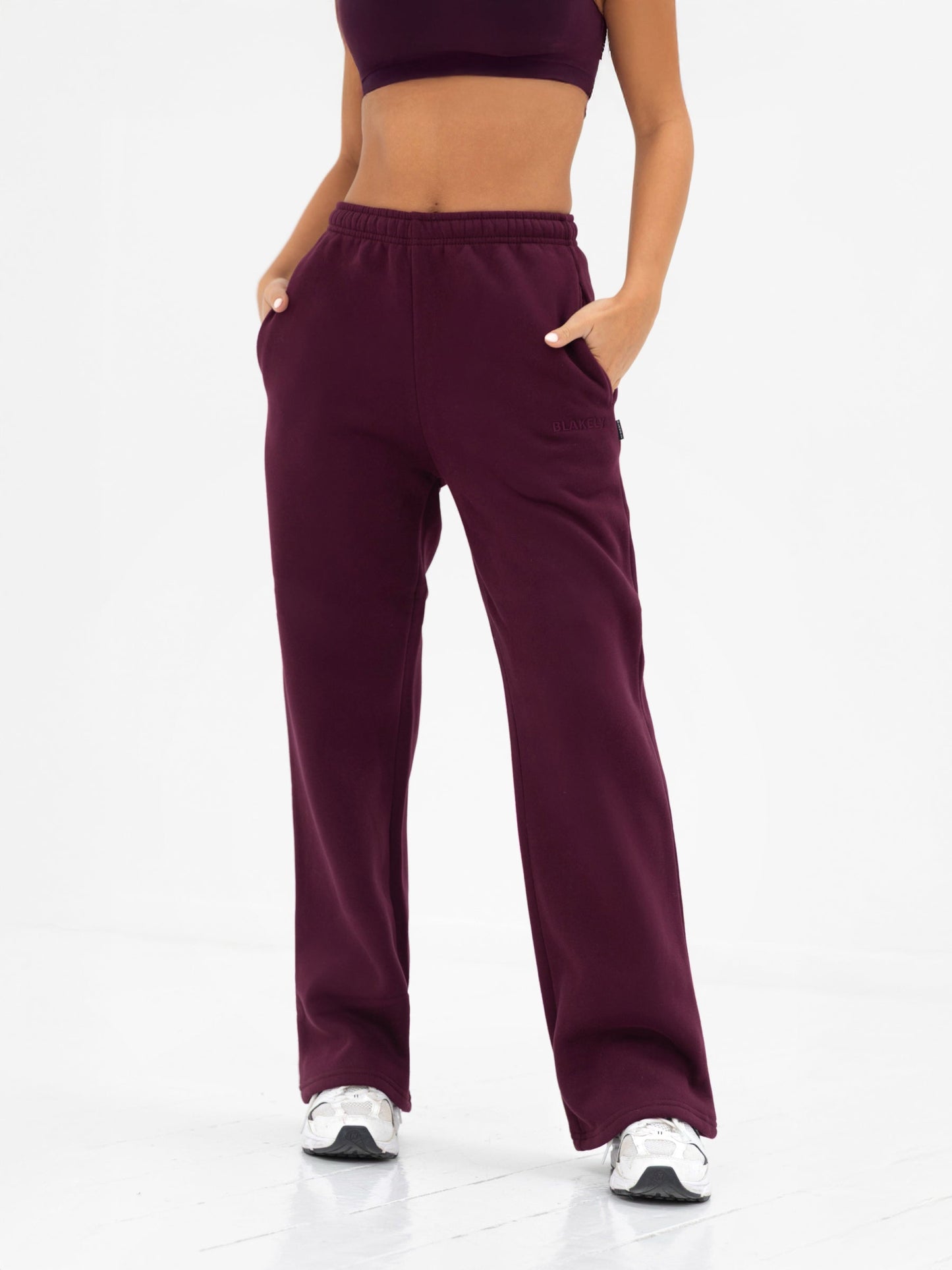 Kayla Wide Leg Sweatpants - Dark Cherry