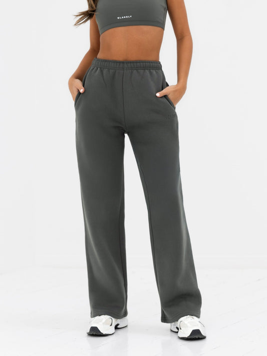 Kayla Wide Leg Sweatpants - Khaki Grey