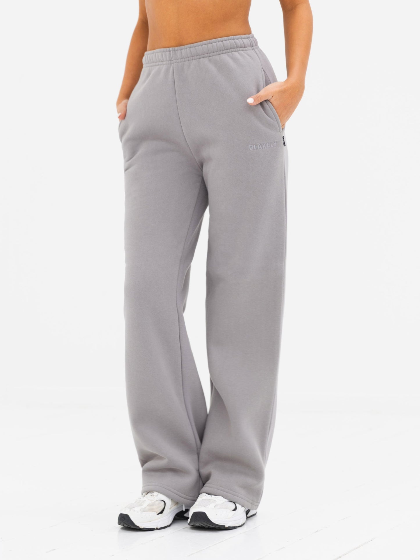 Kayla Wide Leg Sweatpants - Mid Grey