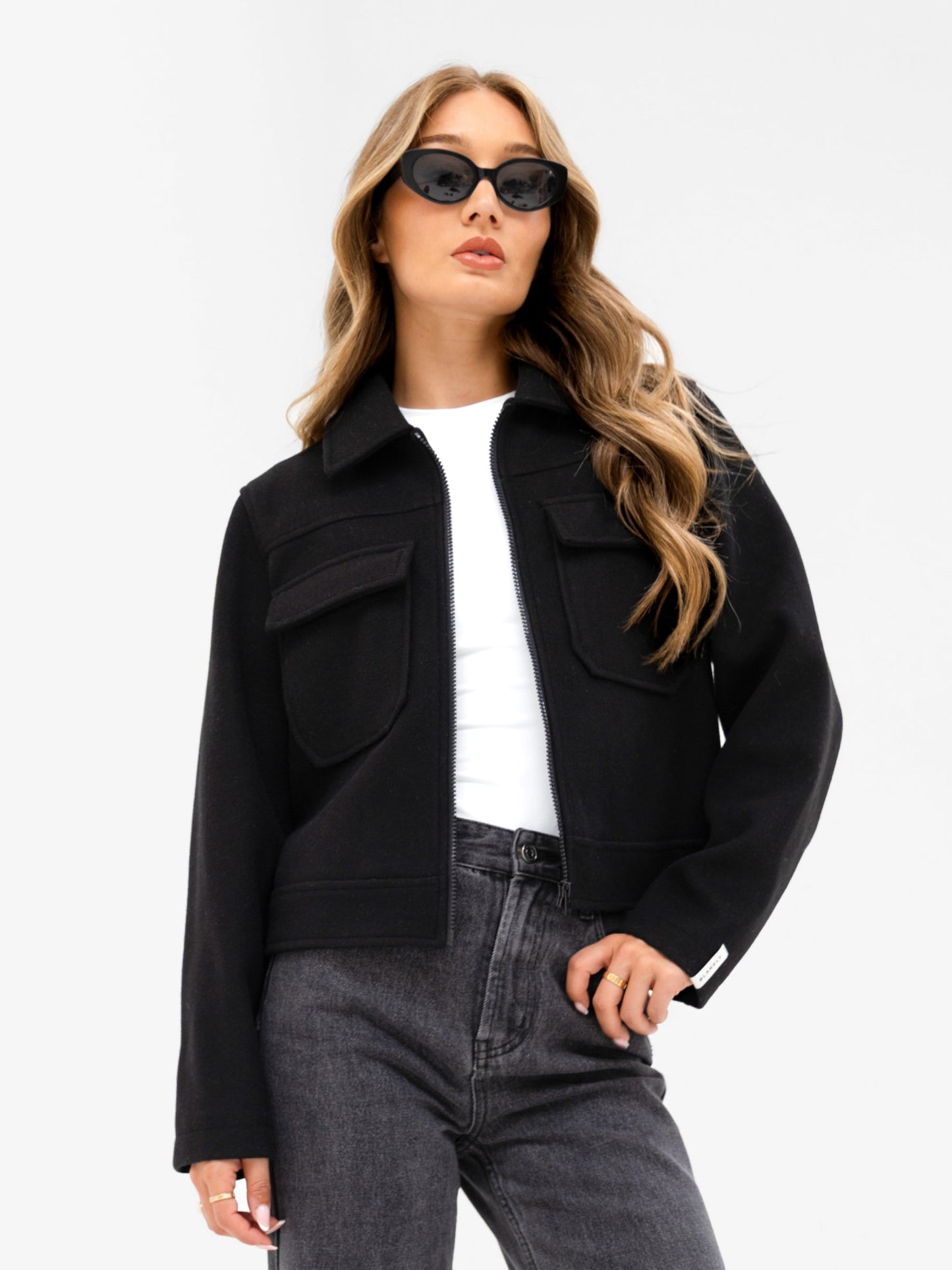 Ellie Zip Up Jacket - Black