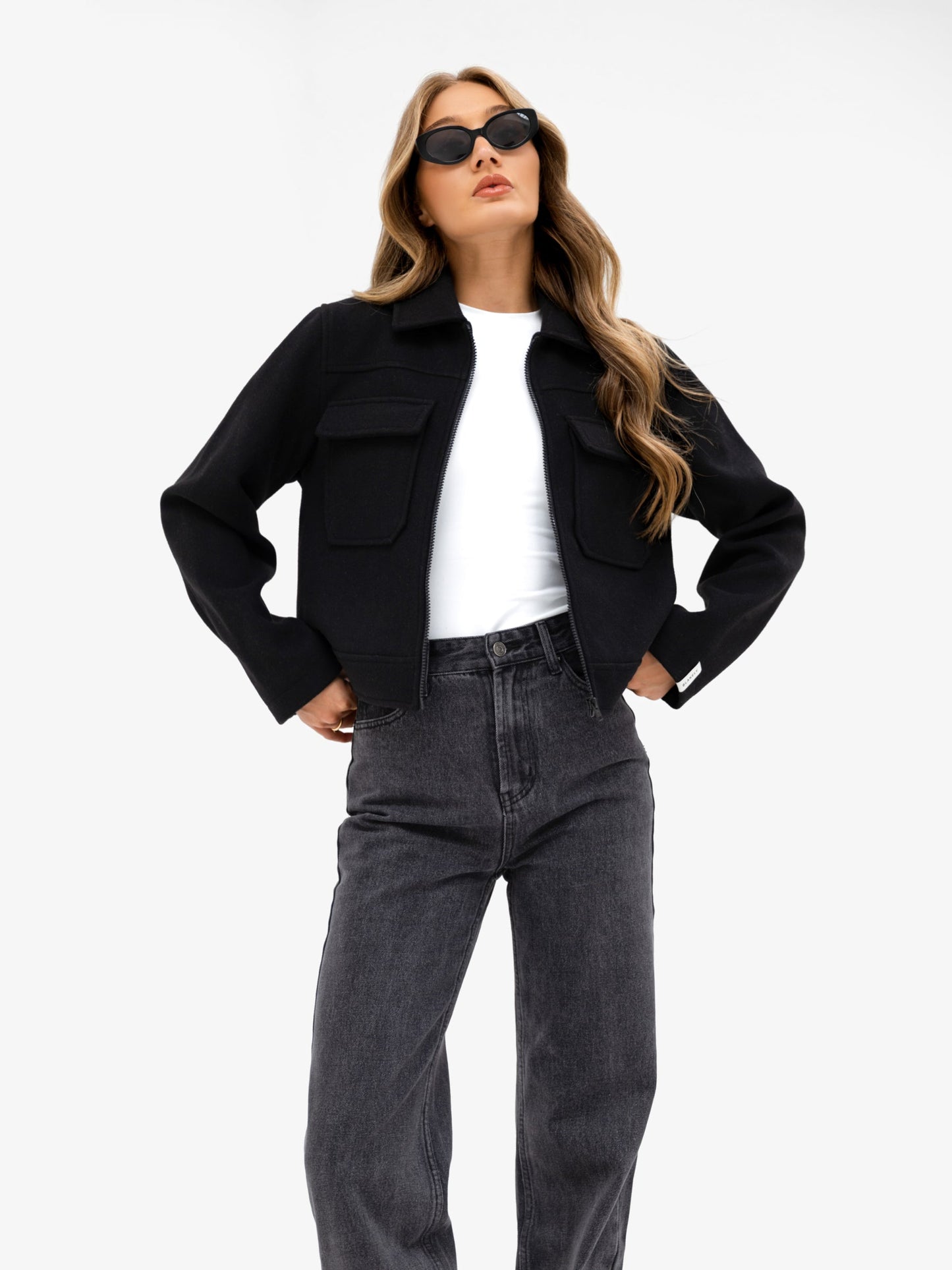 Ellie Zip Up Jacket - Black