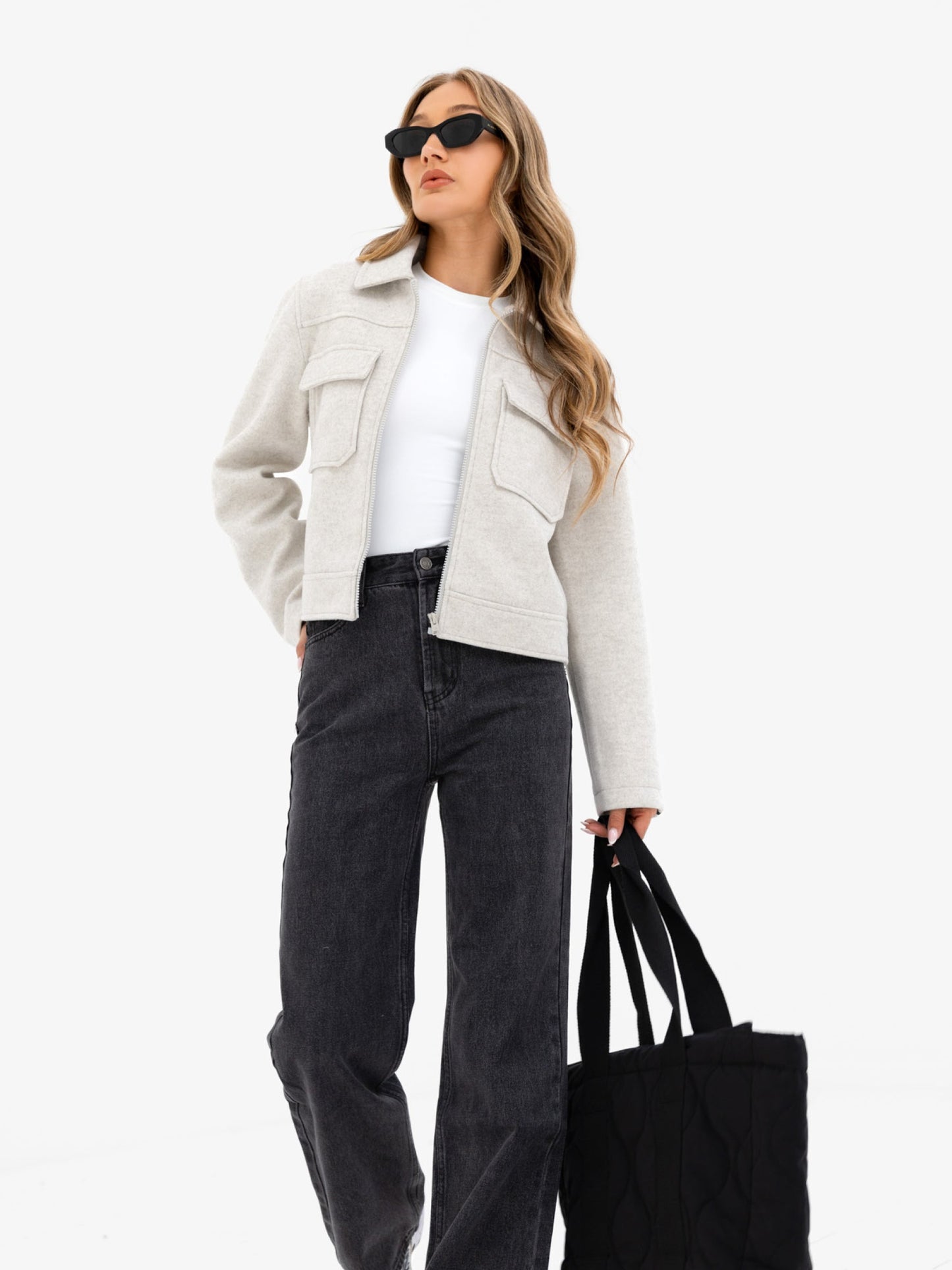 Ellie Zip Up Jacket - Stone