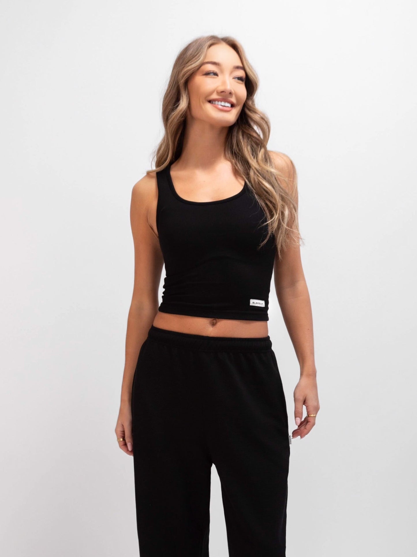 Soft Waffle Tank Top - Black