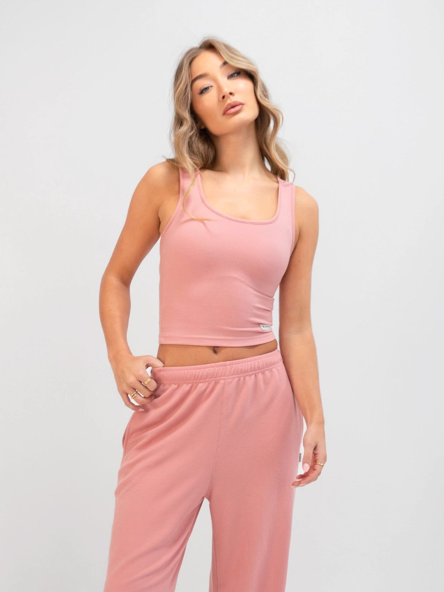 Soft Waffle Tank Top - Rose Pink