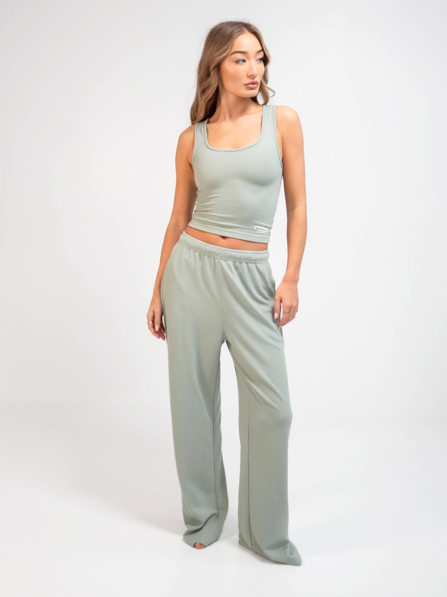 Soft Waffle Tank Top - Sage Green