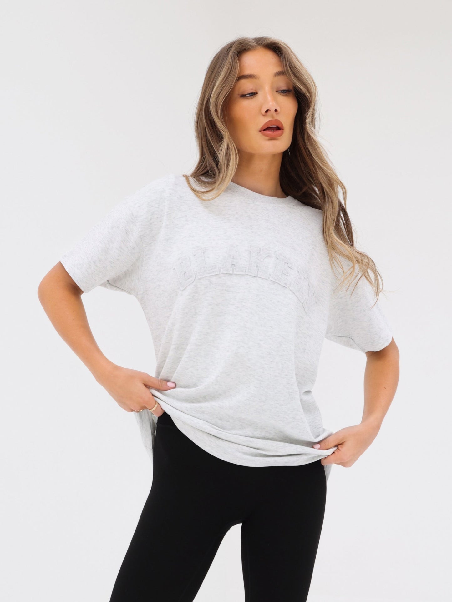 Tonal Varsity Oversized T-Shirt - Marl White