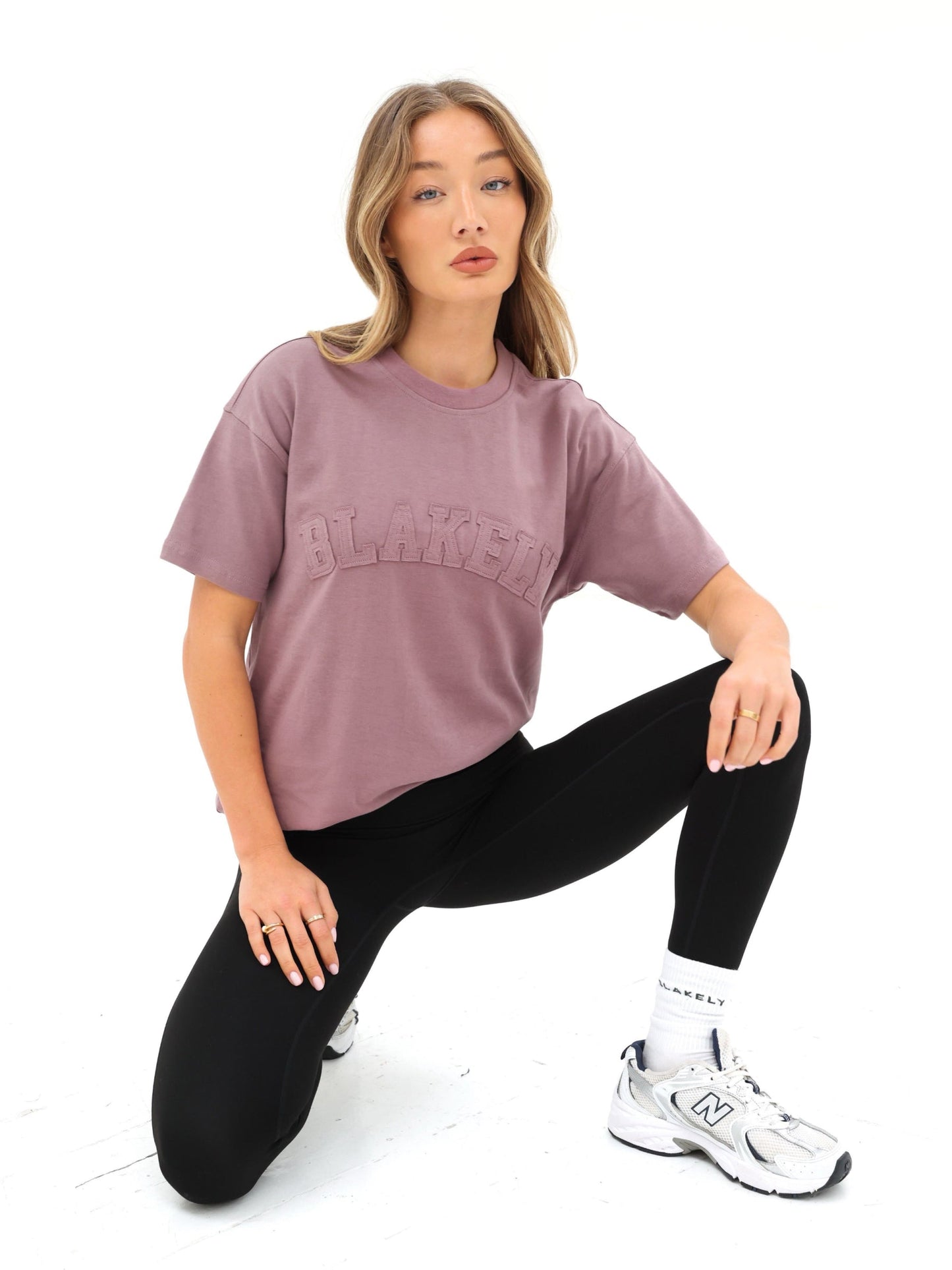 Tonal Varsity Oversized T-Shirt - Soft Mauve