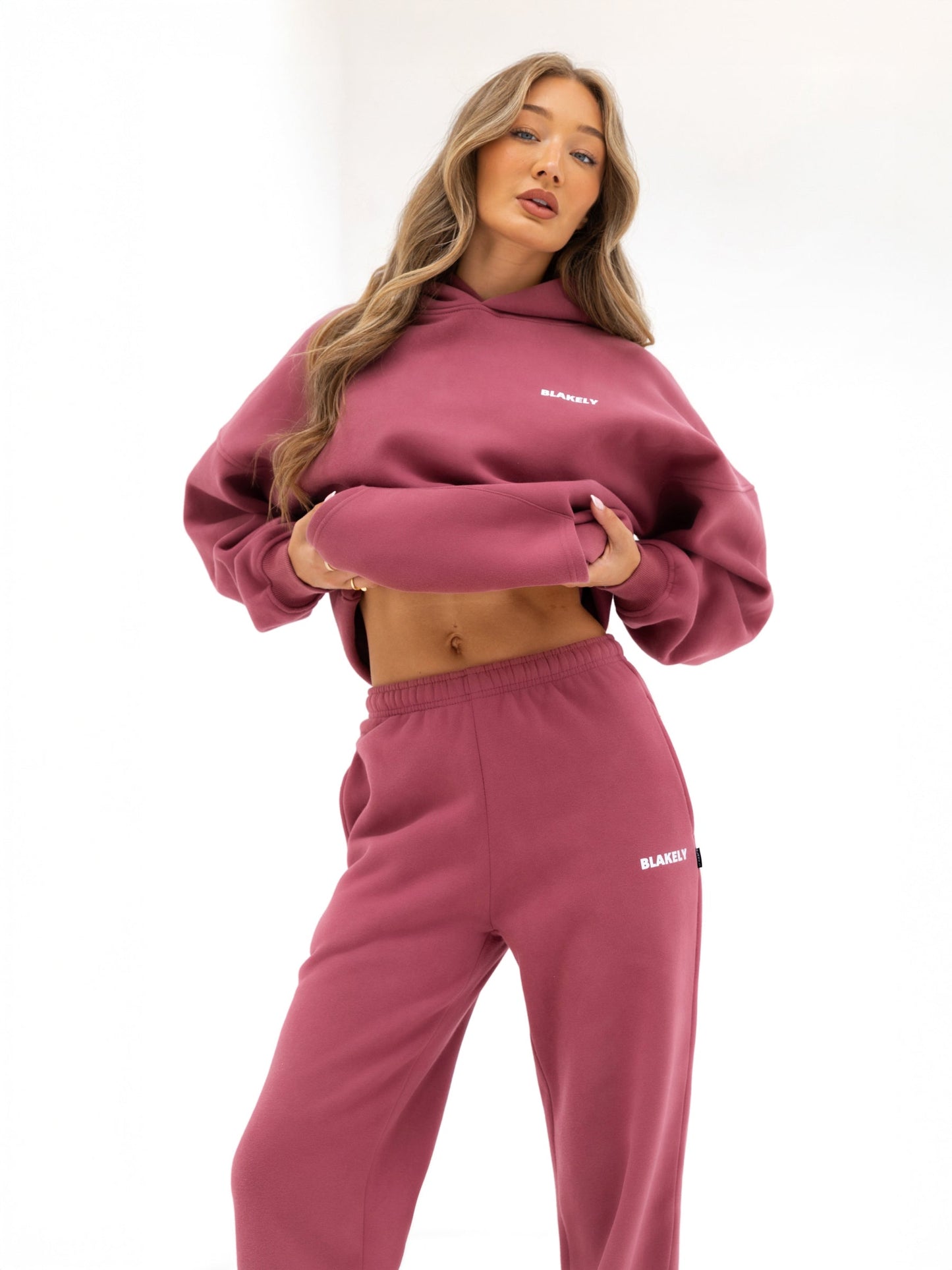 Amelie Wide Leg Sweatpants - Dark Pink