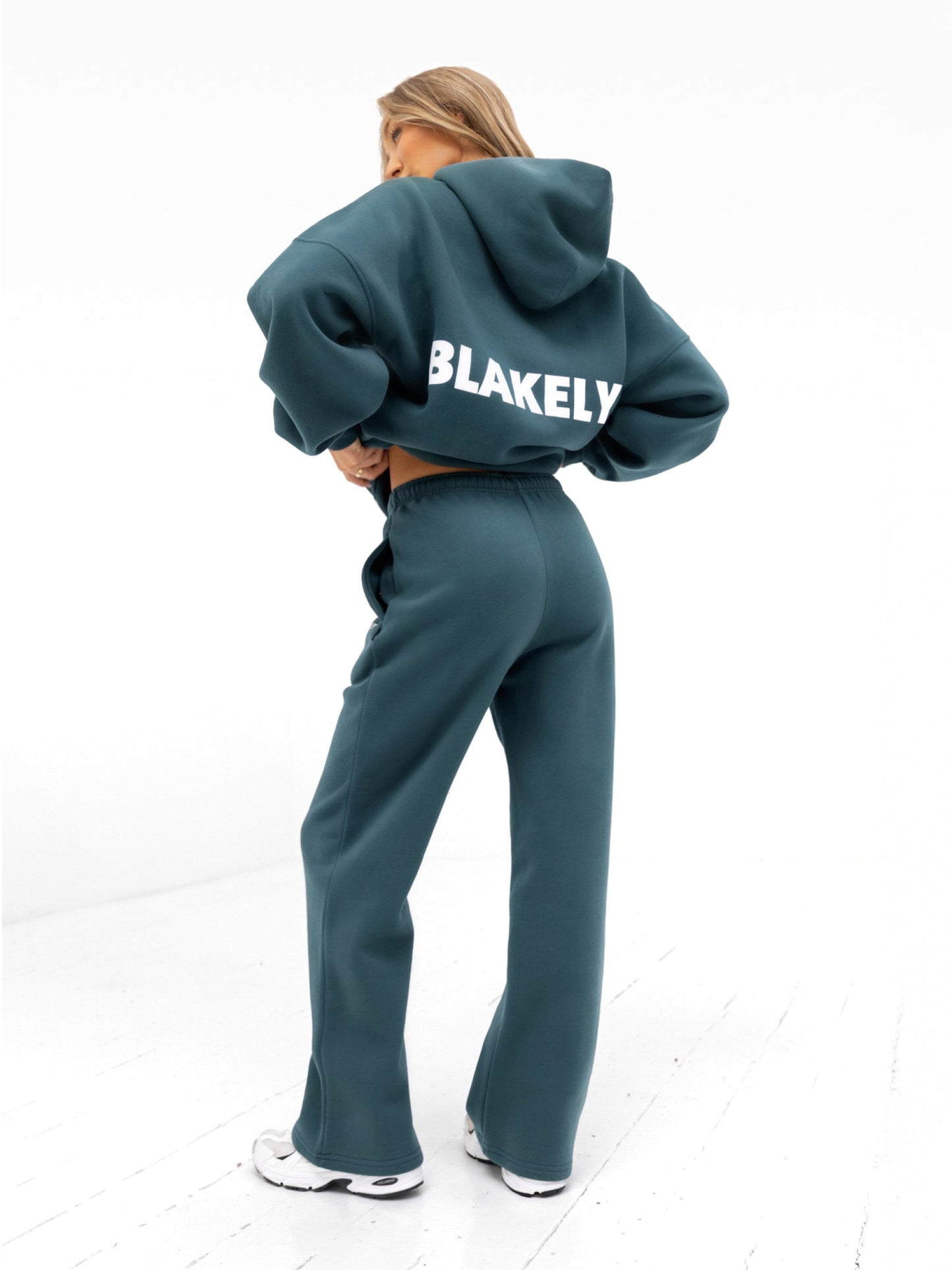 Amelie Wide Leg Sweatpants - Teal Green