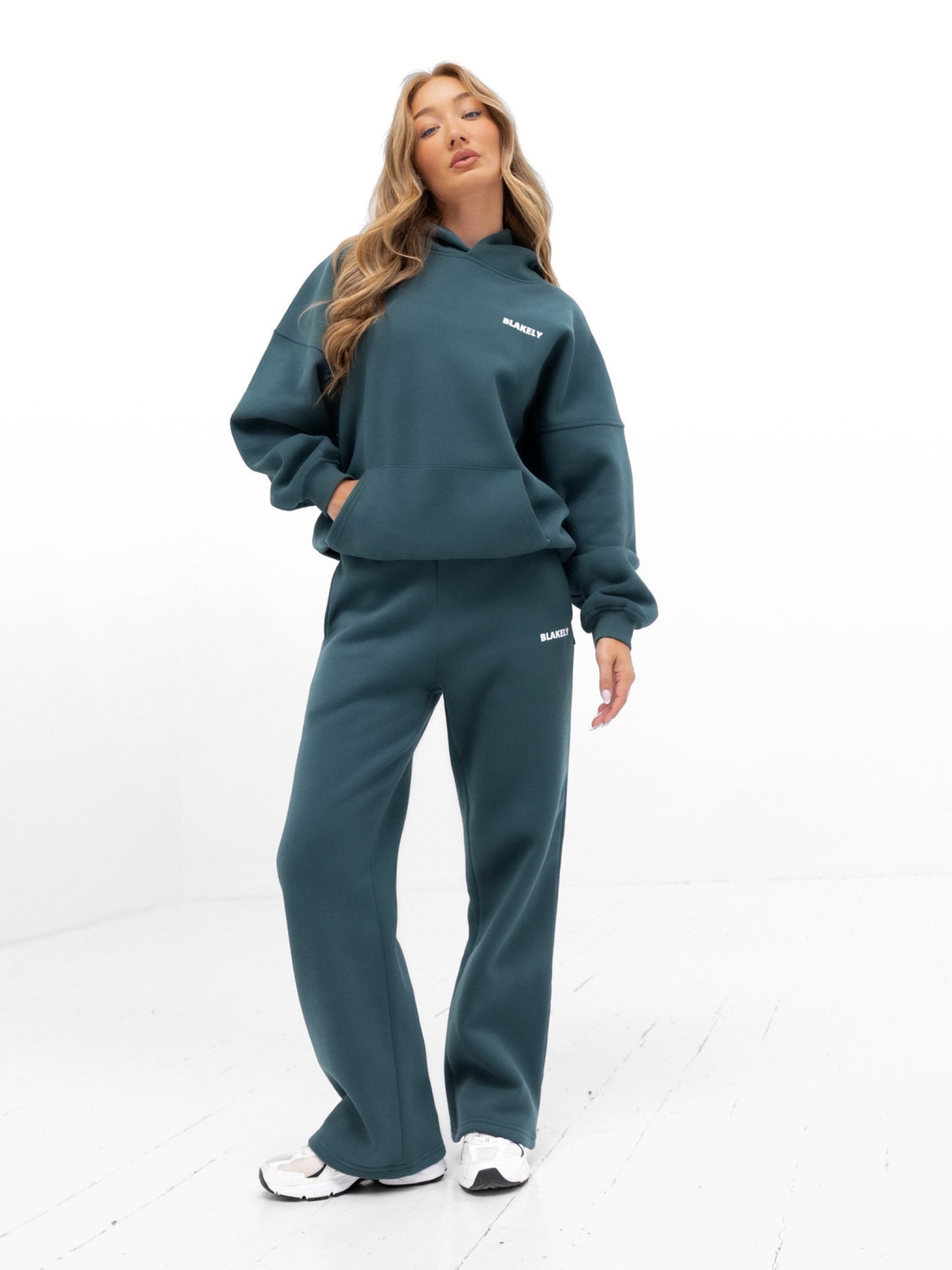 Amelie Wide Leg Sweatpants - Teal Green