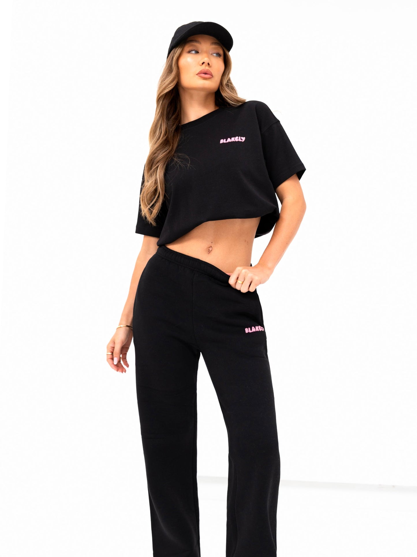 Cloud Print Wide Leg Sweatpants - Black