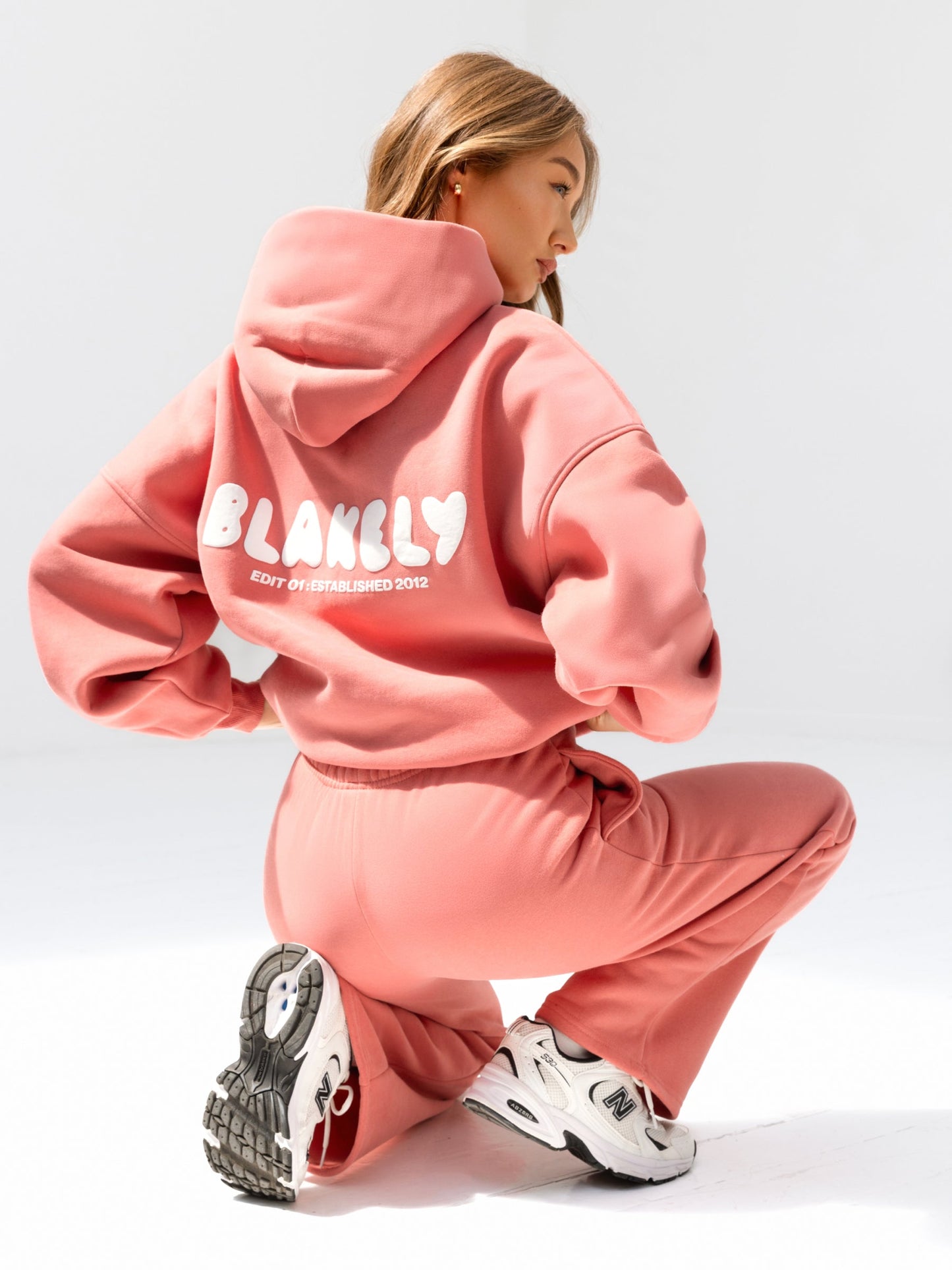 Cloud Print Wide Leg Sweatpants - Sunrise Coral