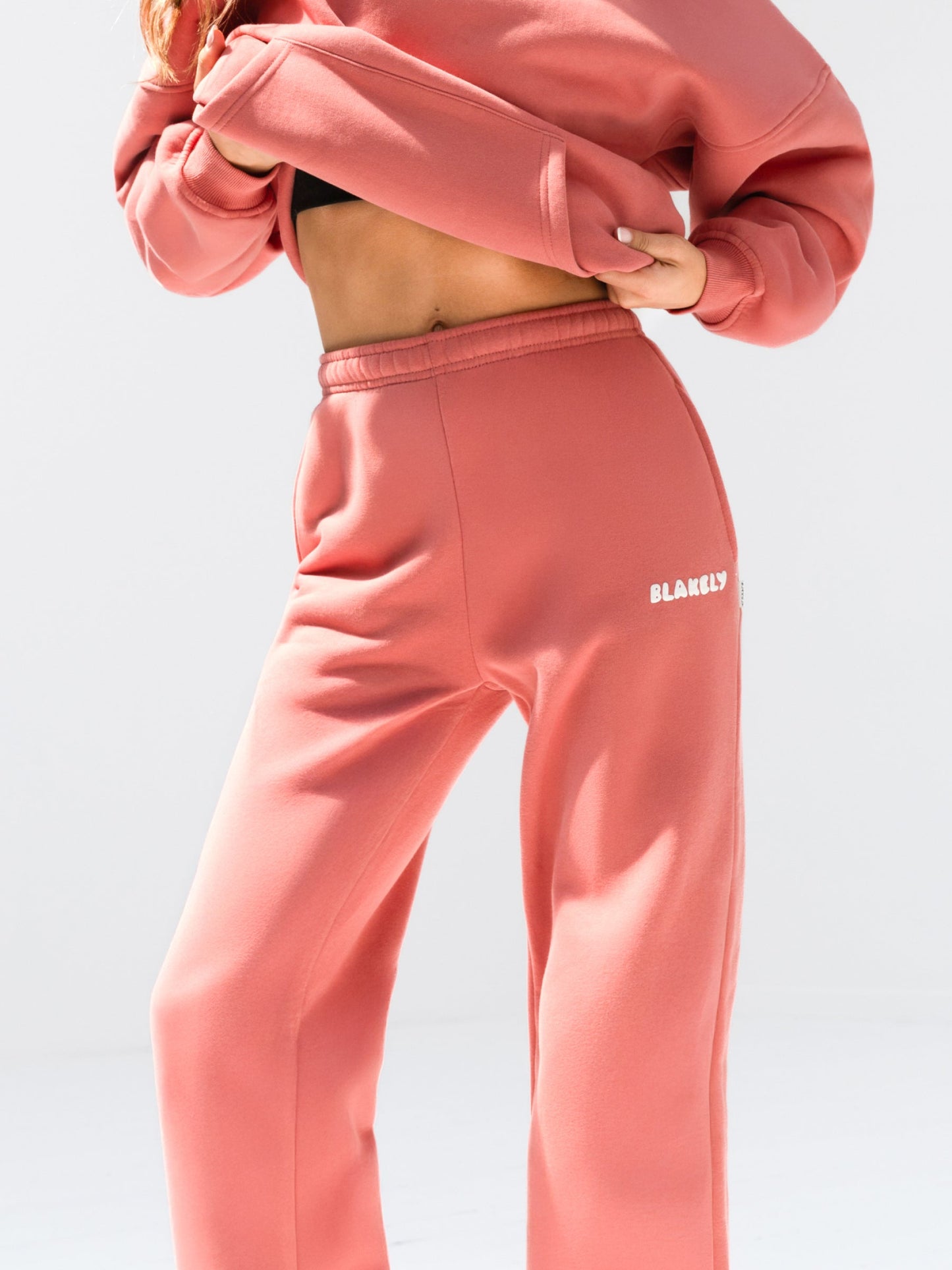 Cloud Print Wide Leg Sweatpants - Sunrise Coral
